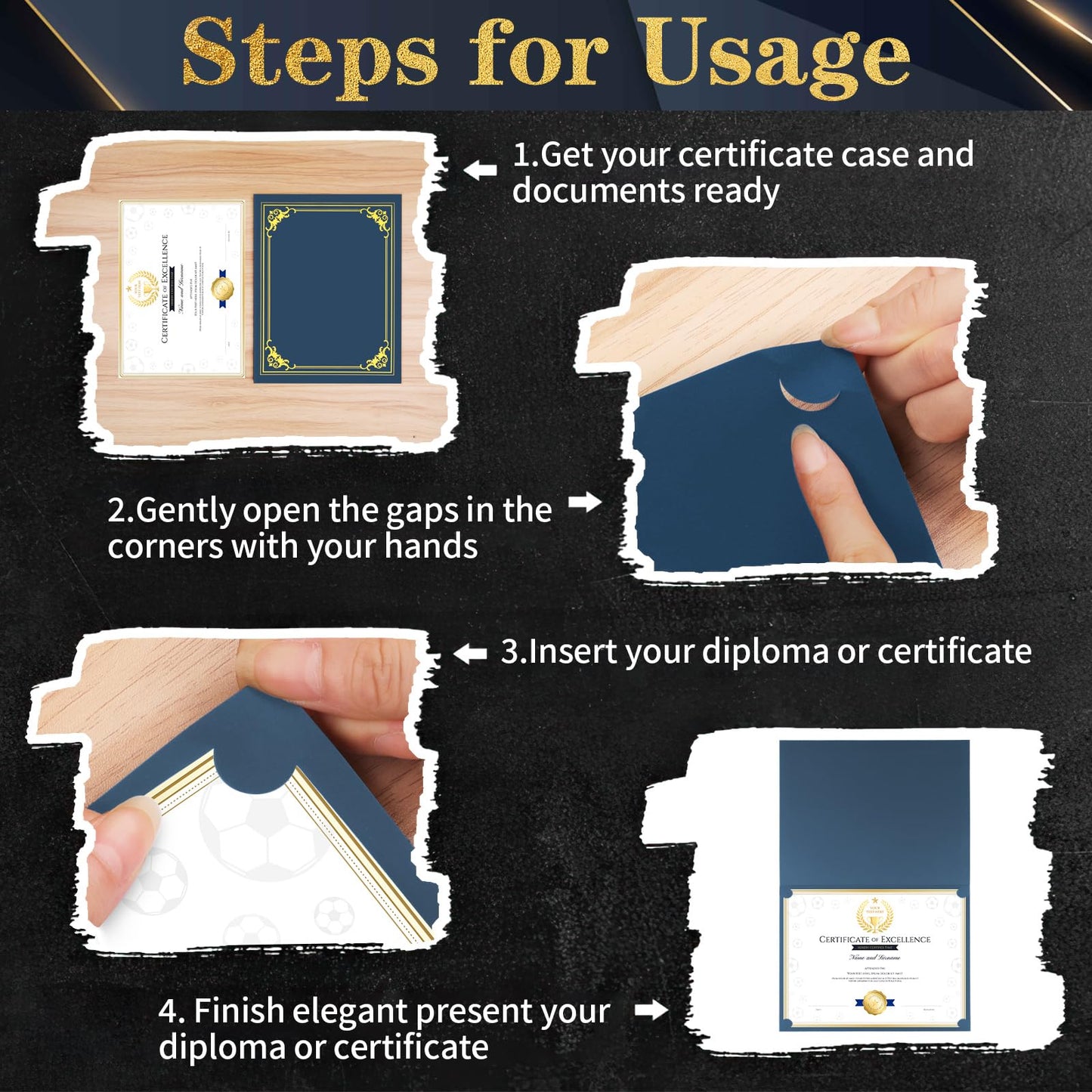 80 Packs Certificate Holders, Navy Blue Certificate Covers, Diploma Holders, Certificate Folders with Gold Foil Border for Letter Size 8.5" x 11" Certificates, Diploma, Documents, Award Cover