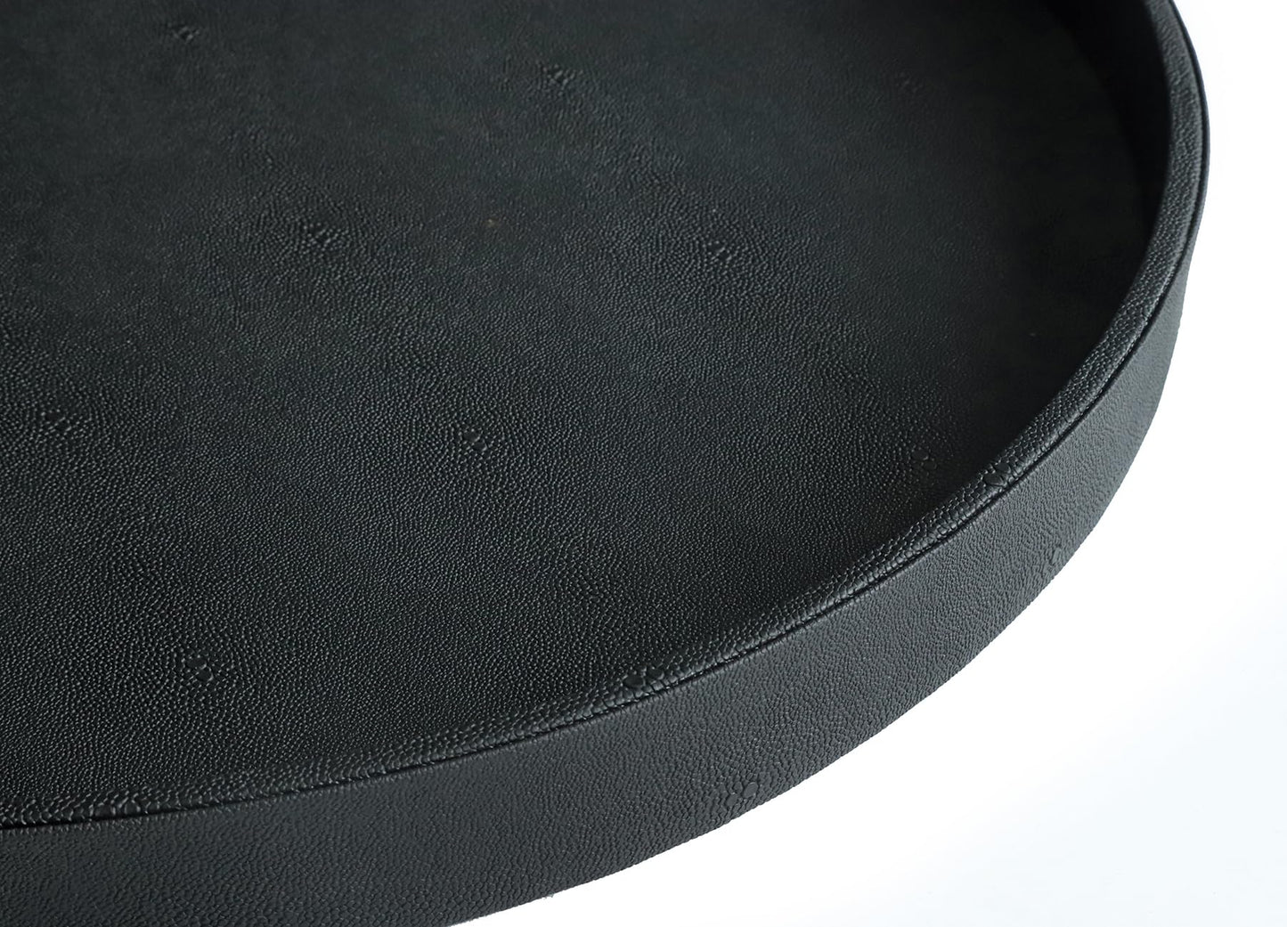 HofferRuffer Extra Large Round Serving Tray 24'', Elegant Oversized Faux Leather Circle Ottoman Table Tray, Serve Tea Coffee Breakfast in Bedroom Living Room Kitchen (Classic Black)