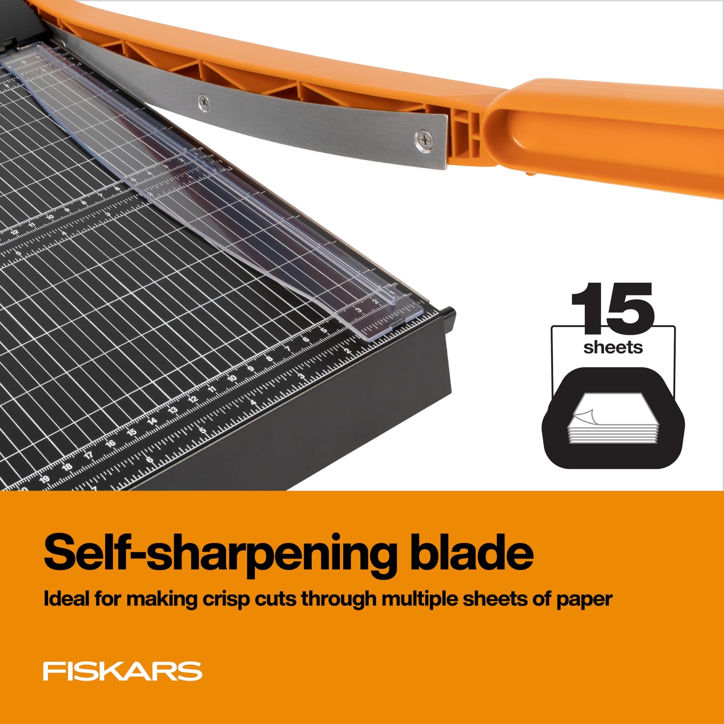 Fiskars Recycled Bypass Guillotine Paper Cutter, 12" Cut Length, Self-Sharpening, Paper Trimmer for Crafting and Scrapbooking, Arts and Crafts Supplies, Photo Cutter with 30% Recycled Materials