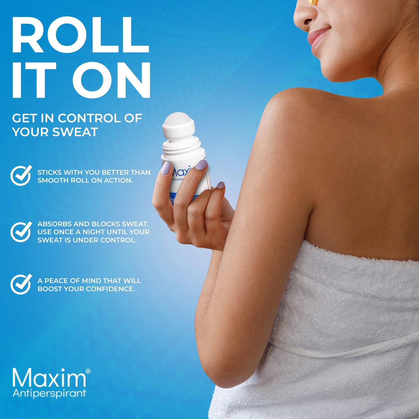 Maxim Clinical Strength Antiperspirant Deodorant for Women & Men, Anti-Sweat Deodorant, Prevent Sweat Armpits, Underarm Sweat Block Treatment, Protection to Keep Dry & Odor Free (4 Pack)
