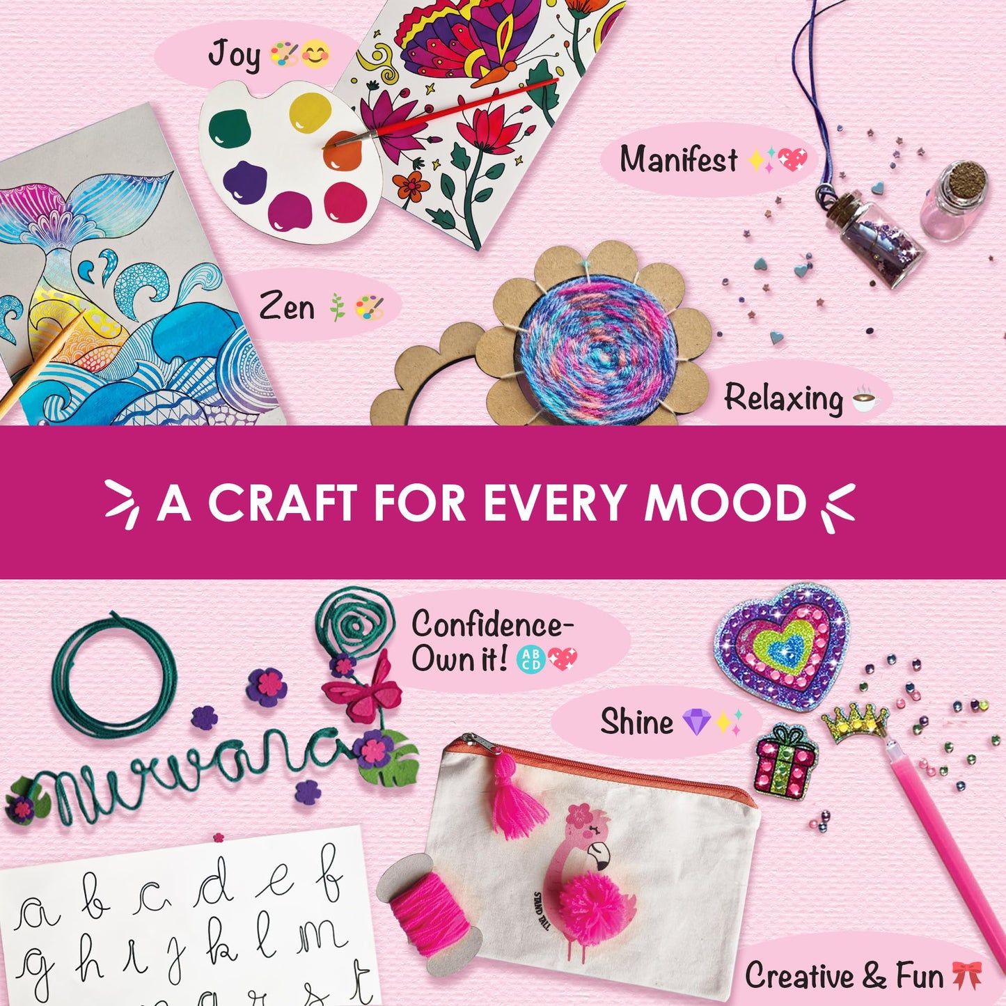Chalk and Chuckles 7 Days of Art and Craft Kit for Kids 9-12, 30 DIY Activities-Diamond Art Stickers, Painting, Scratch Art and More, Perfect Gifts for Girls, Boys 8 Years and Up