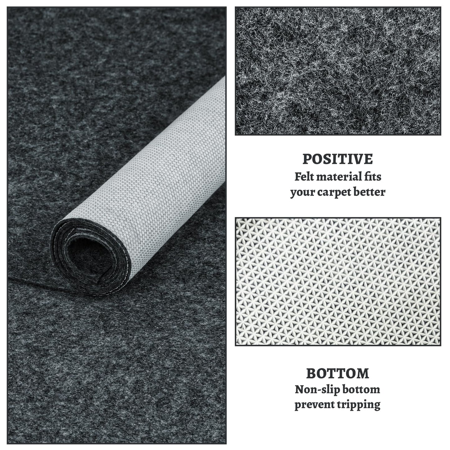 100% Waterproof Rug pad, 8x10 ft Area Rug Non-Slip Rug Pads, Carpet Pads for All Floors and finishes, Felt pad for Hardwood Floors, Keep Carpets in Place Soft and Secure