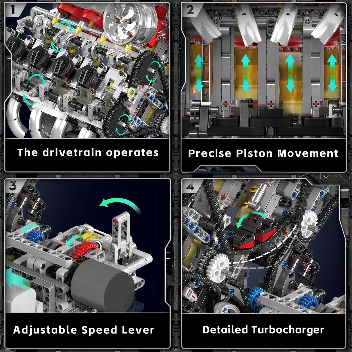 Mould King 10219 V8 Engine Model Kit - Build Your Own Supercar Model Engine, STEM Engineering Building Blocks Sets with Motor, 8-Cylinder Engine Building Kits for Teens Adults(2718 Pieces)