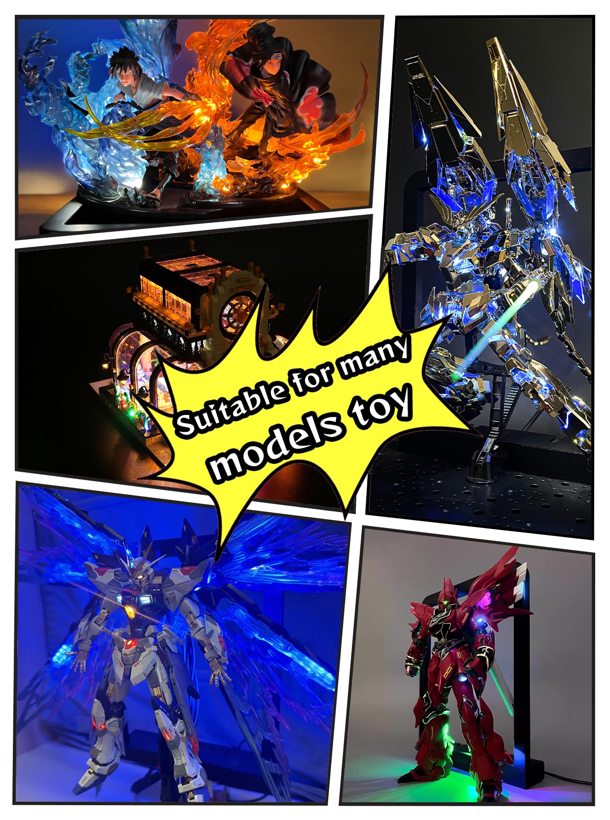 LBASE 3rd Wireless Led Light Set Compatible for Gundam, PG MG RG HG MGSD Q Models Wireless Induction LED Lamp Beads, Model Add Lights (LBASE-3rd)
