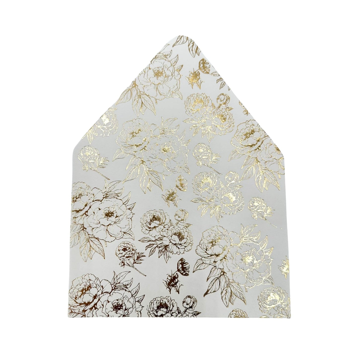 A7 Euro Flap Envelope Liners for 5x7 Insert, 50 Pack, Wedding Invitaion (Gold Foil Floral)