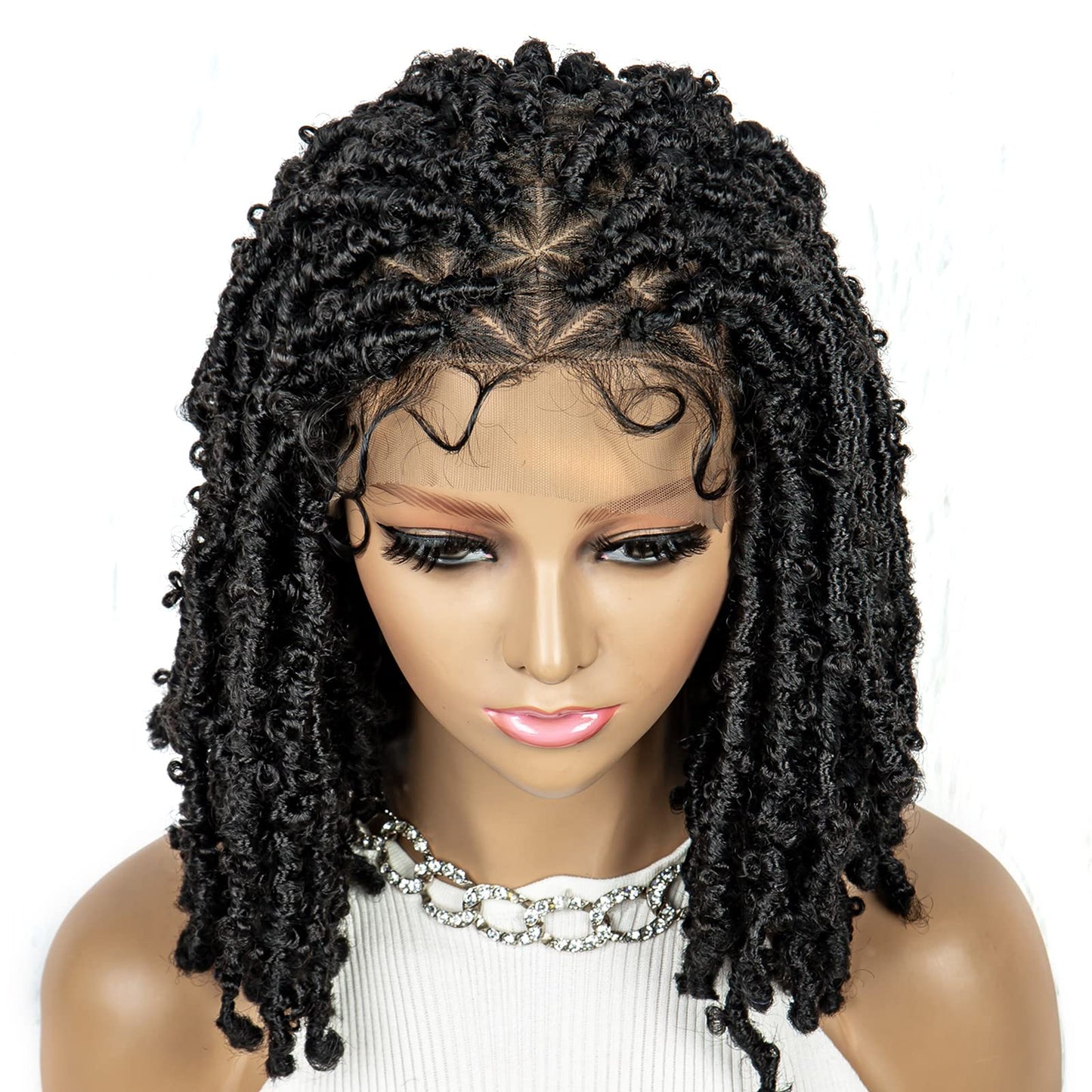 sedittyhair Braided Wigs for Black Women Double Full Lace Knotless Box Short Bob Dreadlock Braided Wigs Synthetic Lace Front Braided Wigs with Baby Hair Handmade Braided Wigs 14 inches (1B Color)