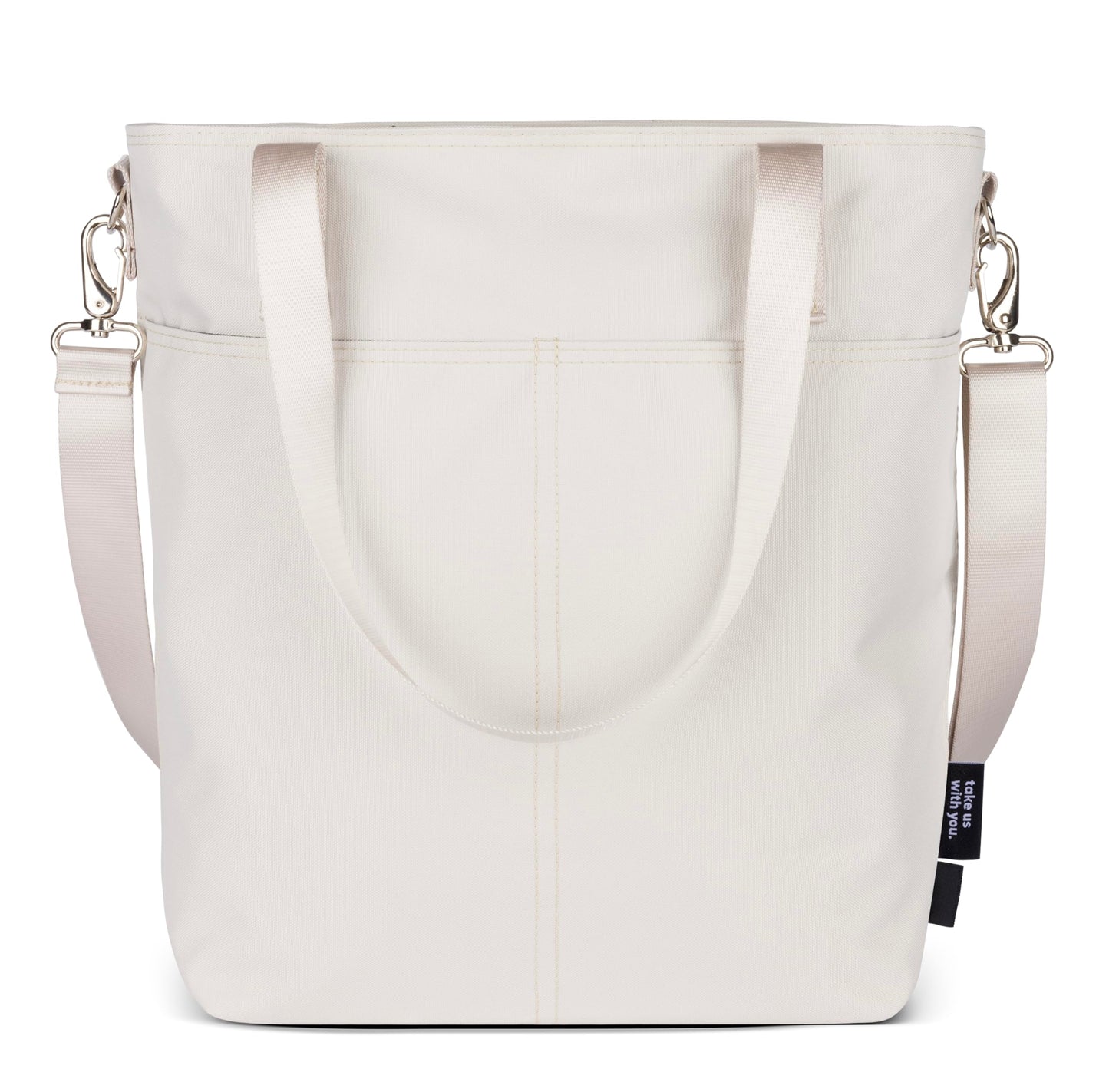 Simple Modern Tote Bag for Women | Small Water-Resistant Laptop Purse with Compartments and Zipper Top | Shoulder Bag with Crossbody Strap and Pockets for Work, Travel & School | Almond Birch