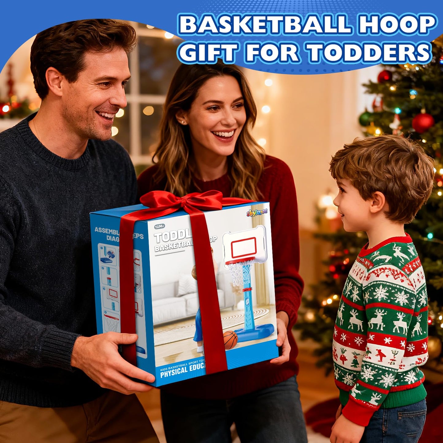 ShyLizard Toddler Basketball Hoop Indoor, Height Adjustable Poolside Basketball Hoop