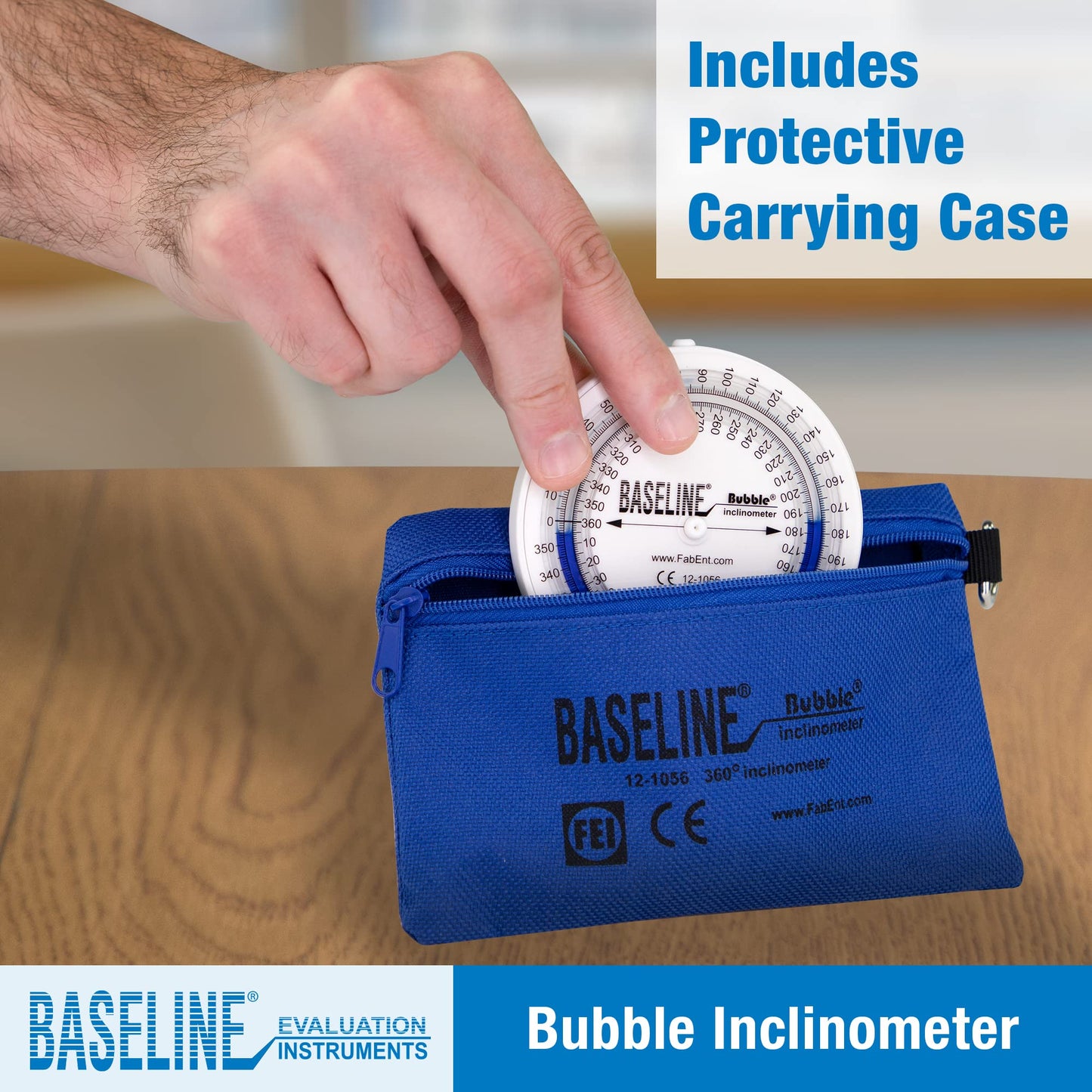Baseline Bubble Inclinometer - Professional Easy To Read Range Of Motion Test For Physical Therapy, Rehabilitation, And Recovery With Carrying Case