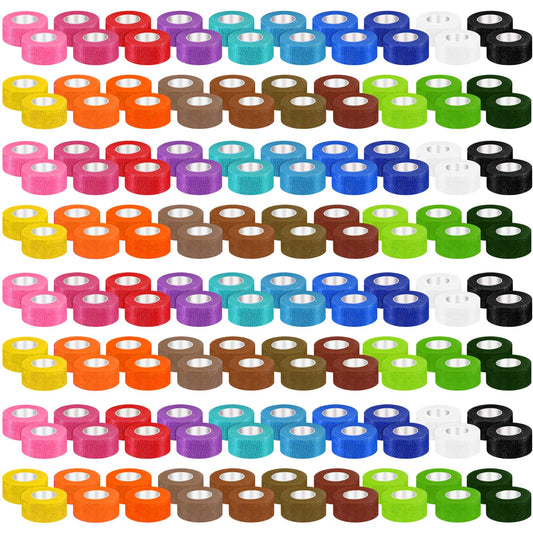 100 Pack Self Adherent Cohesive Bandages Assorted Color Self Adhesive Bandage Wrap 1 Inch x 5 Yard Elastic Sports Athletic Tape Roll for Stretch Athletic Wrist Ankle