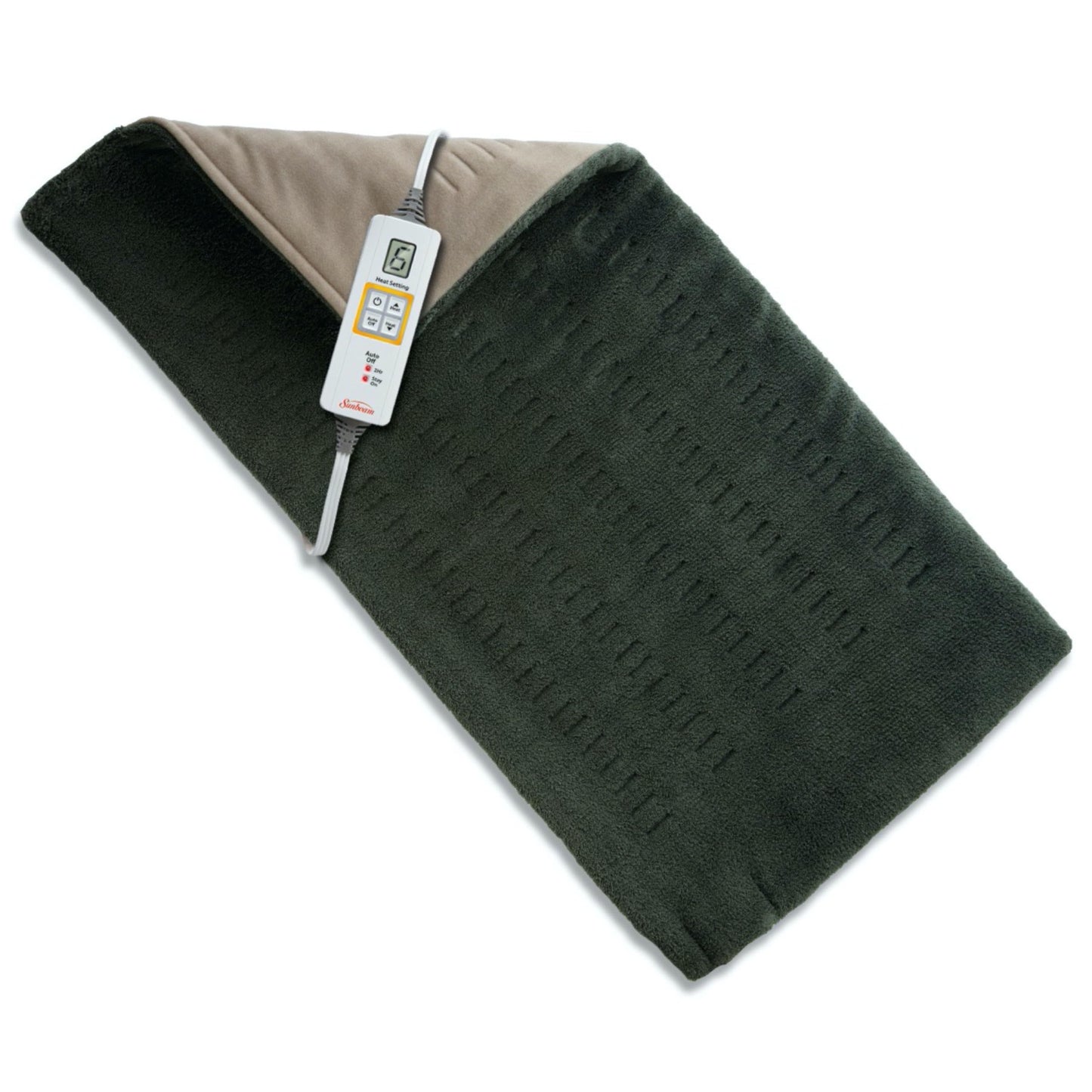 Sunbeam XL Heating Pad for Back Neck and Shoulder Pain Relief Auto Shut Off 6 Heat Settings Extra Large 12 x 24 Green Ideal for Muscle Aches and Arthritis Pain