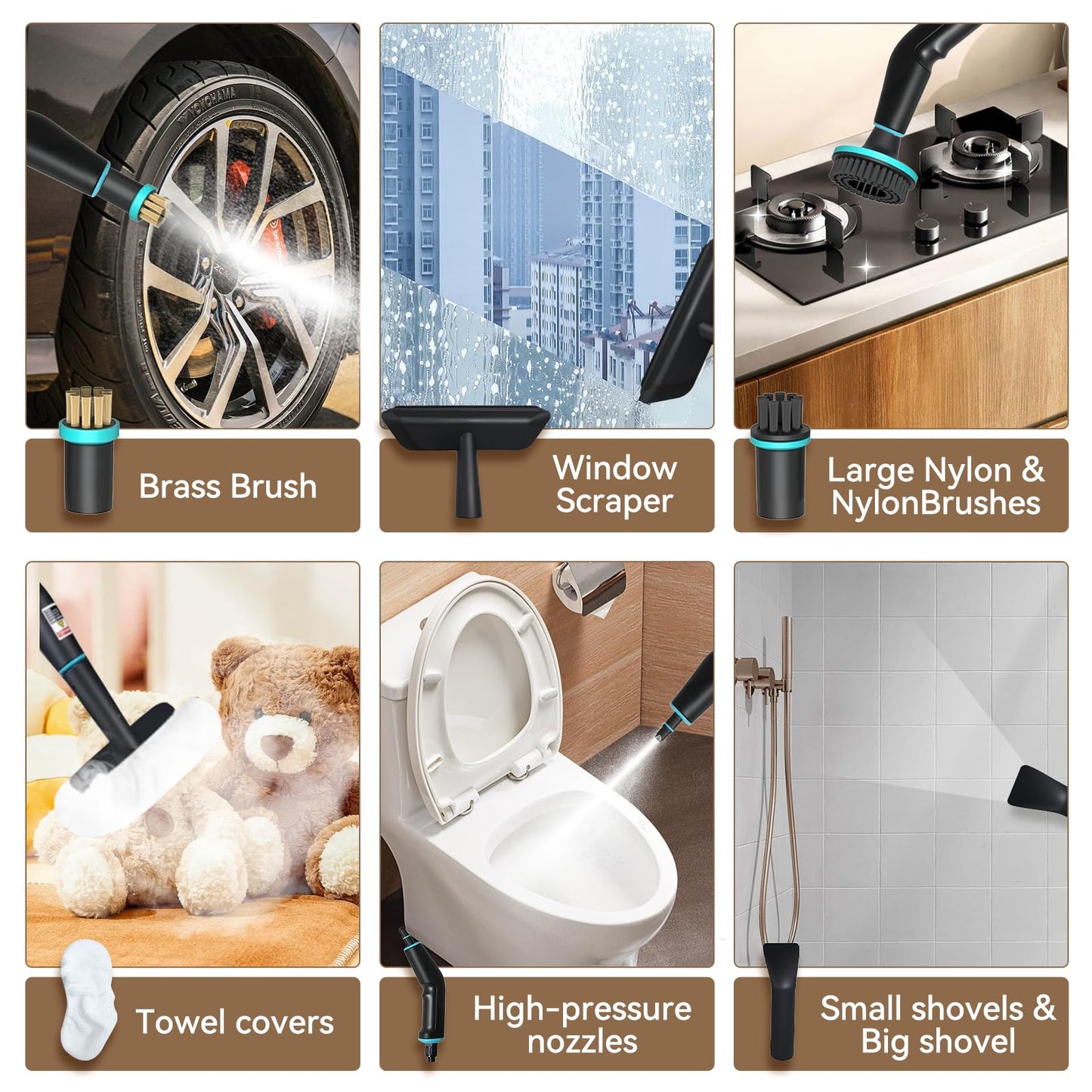 Handheld Steam Cleaner with 1.32 Quarts Tank & 15s fast Heat-Up, 13 Attachments.Portable High Pressuer Hand Held Stemer for home,Kitchen, Bathroom, Windows and Floors.Steamer for Cleaning