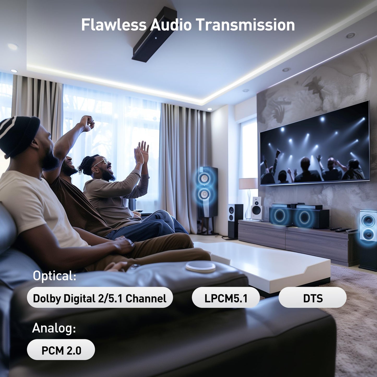 Cable Matters 990ft Extra Long Range Audio Over Ethernet Adapter Kit with Built-in Digital to Analog Converter(DAC), Support Optical Audio Toslink, L/R RCA (AudioExtender Over Cat5e/Cat6 Adapter)