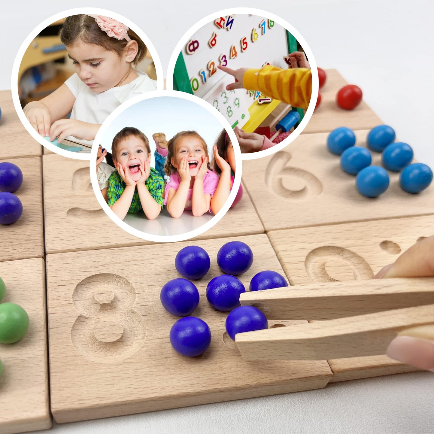 Wooden Number Tracking Board Set, Montessori Toys for Toddlers, Math Pendants, Preschool Learning and Math Learning Game for Kids