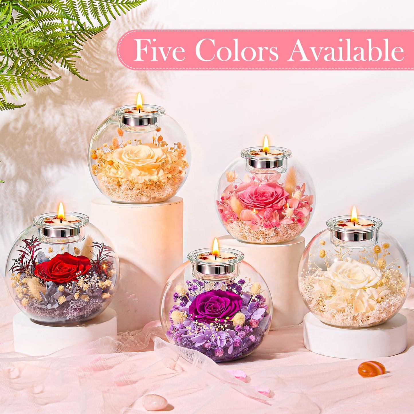 DEEMEI Gifts for Mom Birthday Gifts for Women Preserved Large Rose Flowers for Delivery Preserved Flowers Forever Eternal Rose in Glass Dome with Two Scented for Grandma Wife Daughter Sister Friends
