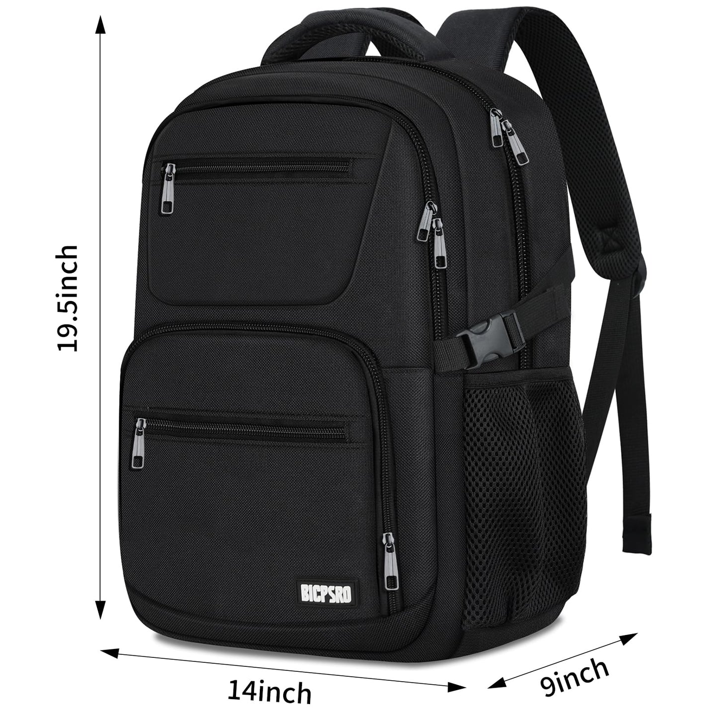 BICPSRO Backpack for Men Women, School Backpack for Boys Girls Teens, Work Business College Backpacks with Reinforced Straps, Black Student Bookbag Fits 17.3 Inch Laptop with Reinforced Straps, Gifts