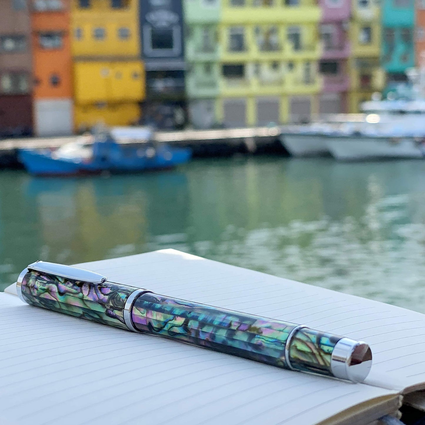 LACHIEVA LUX Abalone Shell Fountain Pen with German-Made Fine Nib – Smooth Ink Flow, Refillable Ink Converter, Handcrafted Luxury Pen for Calligraphy & Gift Set