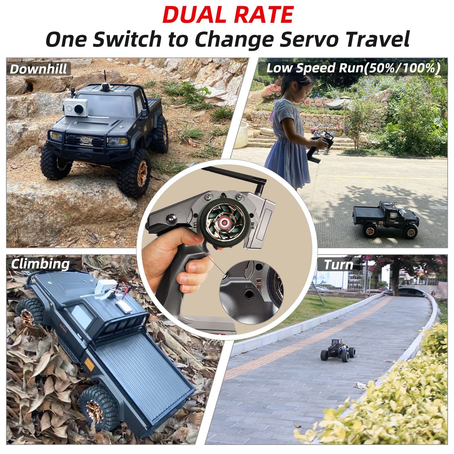 Radiolink RC6GS V3 7 Channels RC Transmitter and Waterproof Gyro Receiver R7FG, 30 Models Storage 2.4Ghz Voltage Telemetry Surface Remote Radio Controller for RC Crawler, Drifting, Car and Boat