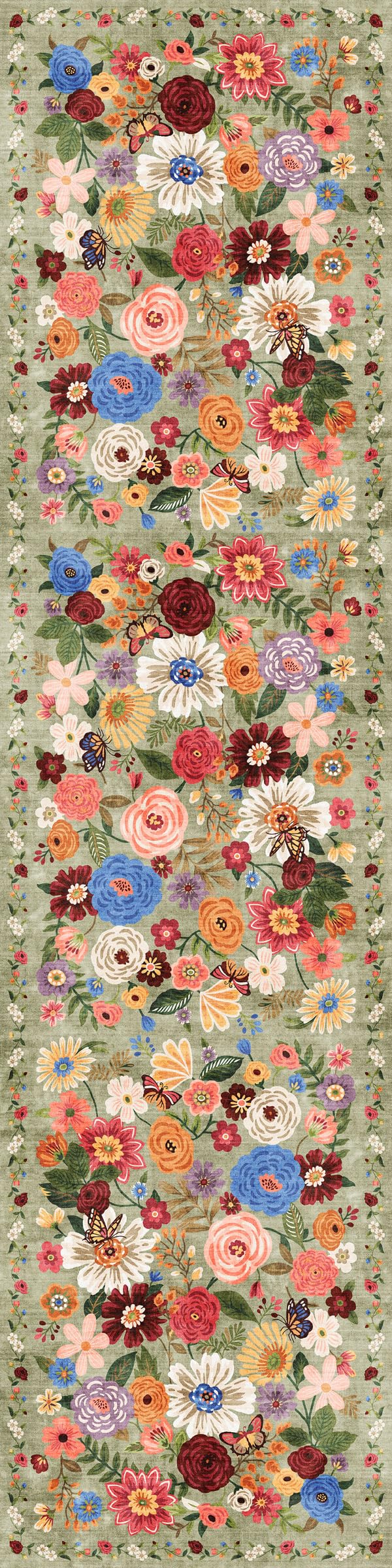 Rug for Hallways Kitchen Rug 3x7, Non Slip Washable Rugs with Rubber Backing Soft Floral Carpet Runner for Hallways, Kitchen, Laundry, Bedroom, Bathroom(3 x 7, Green Garden)