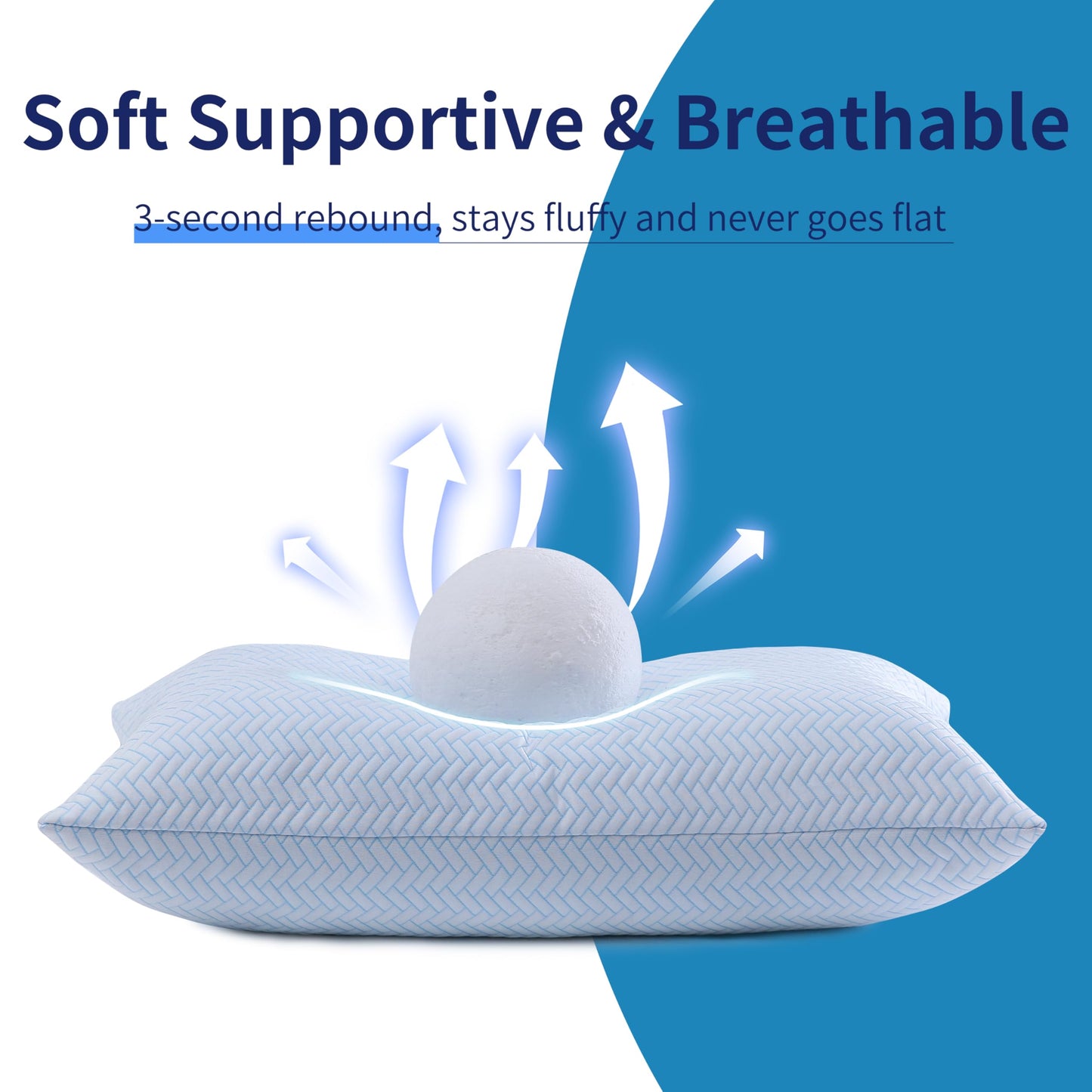 DOWNCOOL Cooling Pillow King Size Set of 2, Adjustable Shredded Memory Foam Pillows for Sleeping, Cool Bed Pillows for Hot Sleepers, Soft Supportive Firm Pillow for Side Back Stomach Sleepers, 20"X36"
