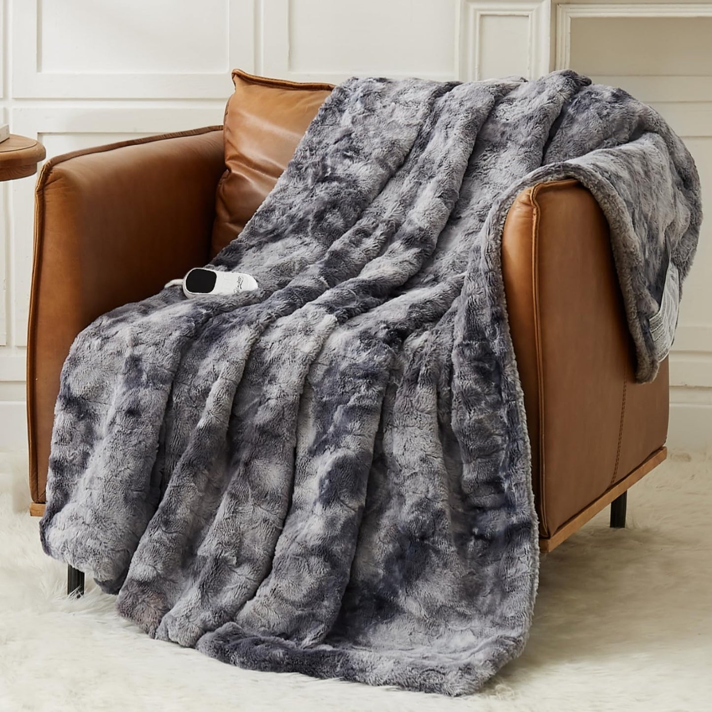 Homemate Electric Heated Blanket Twin Size - 62"x84" Heating Blanket Twin Size 1/2/4/6/8 Hours Auto-Off 10 Heat Level Over-Heat Protection Luxury Faux Fur Sherpa ETL Certification