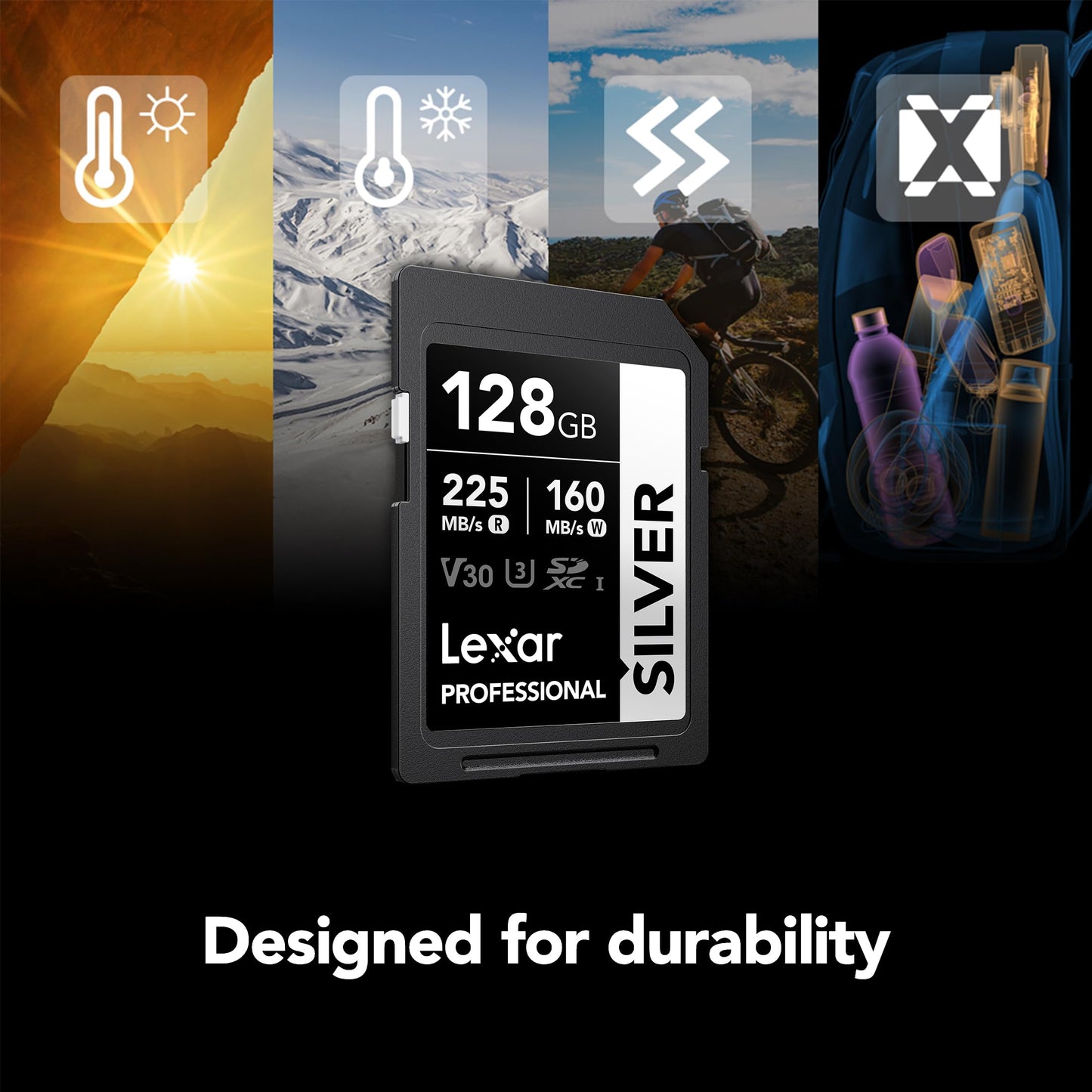 Lexar 128GB Professional Silver SD Card, UHS-I, C10, U3, V30, 4K, Up to 225/160 MB/s SDXC Memory Card, for Professional Photographer, Videographer, Enthusiast (LSDSILV128G-BNNNU)