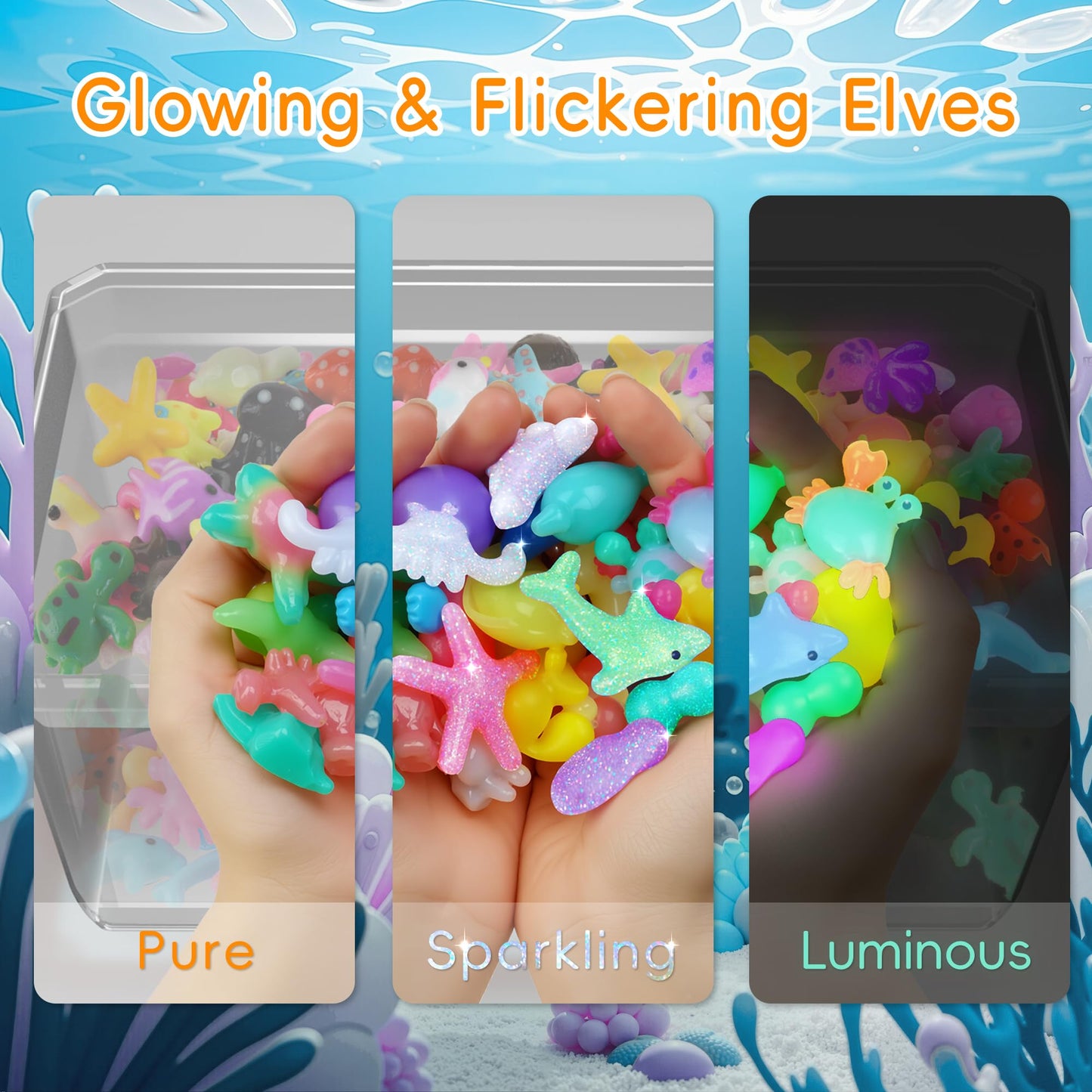 Timetome Magic Water Elf Toy Kit for Kids - 20 Colors Magic Gel (11 Normal + 6 Glow + 3 Glitter) & 10 Molds DIY Aqua Fairy Squishy Maker Toys, STEM Learning Activity, Birthday Gift for Boys & Girls 3+