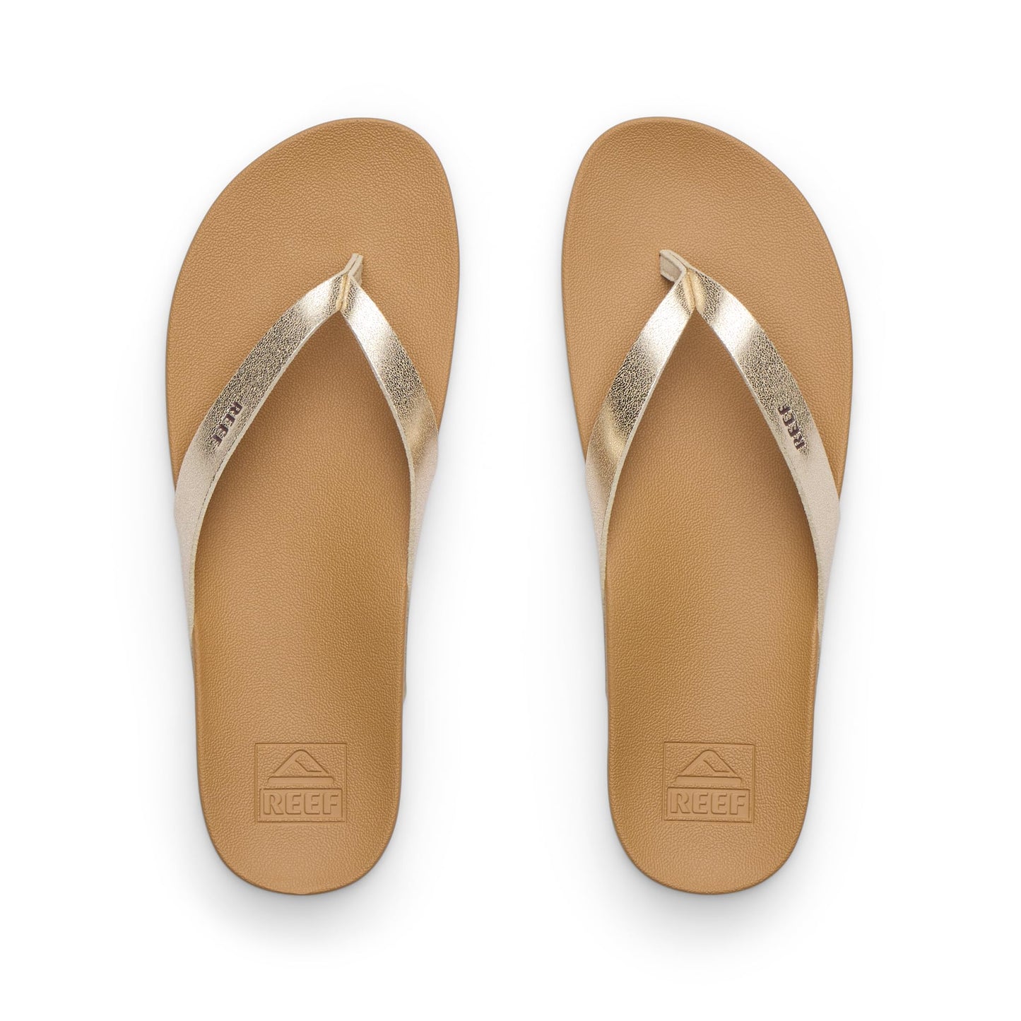Reef Cushion Court Womens Flip Flop, Molded Cushion Footbed, Arch Support, Tan/Champagne, 9.5