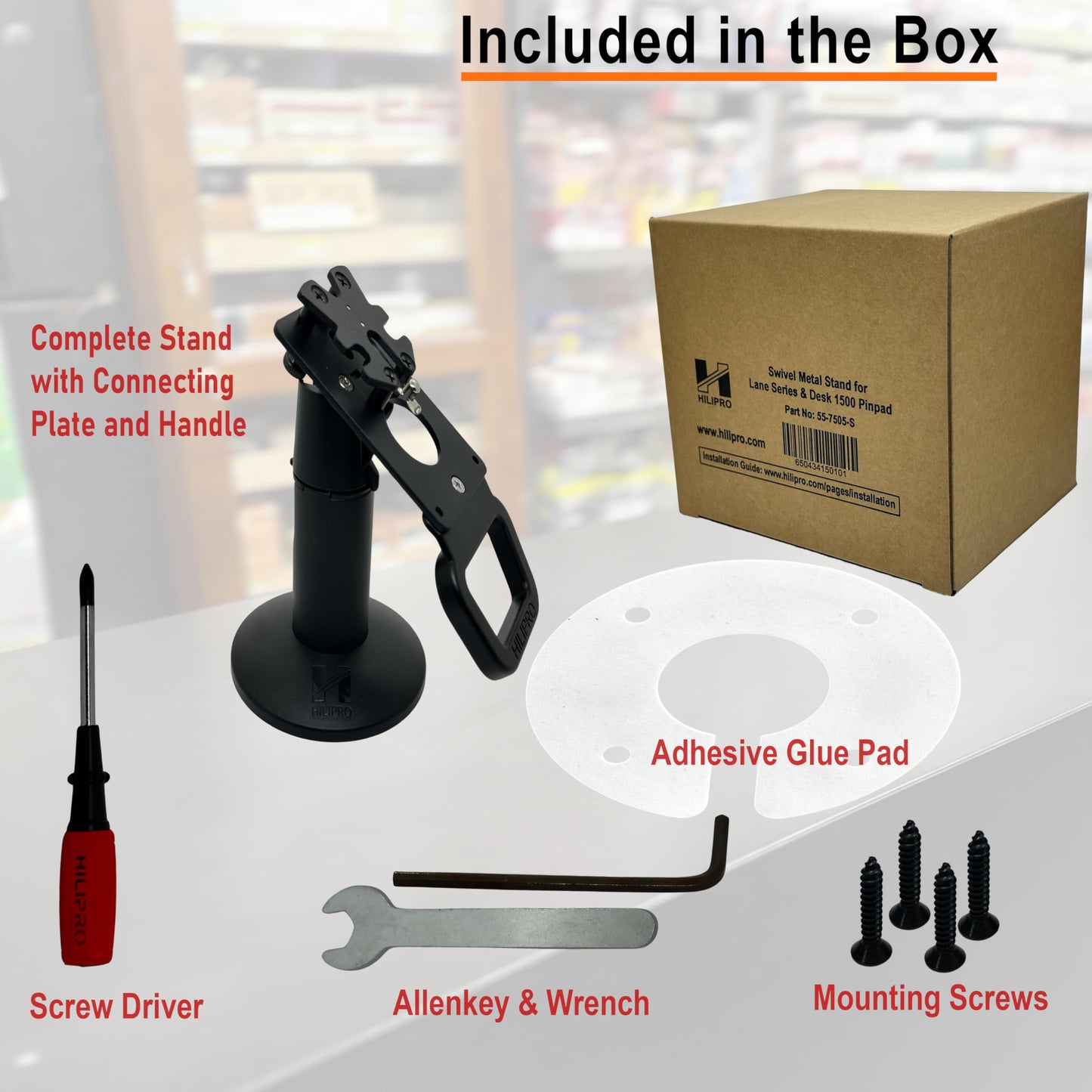 Hilipro Point of Sale Stand -Swivel Stand for Ingenico Lane 3000, 3600, 5000, 7000, 8000,Axium RX5000, Axium RX7000, Axium RX9000 and Desk 1500 pinpad