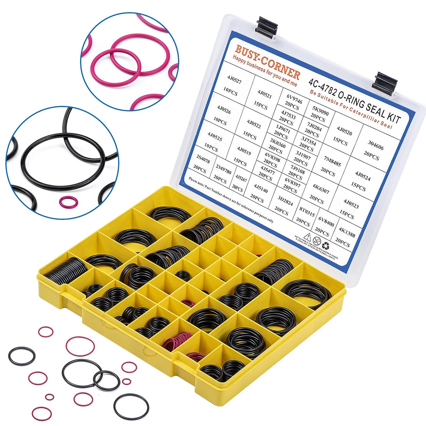 BUSY-CORNER 4C-4782 Seal O-Ring Kit, Nitrile 90, Hydraulic Hose Fitting Orings, Fits CAT Caterpillar Excavator 2701528 4C4782 Replacement