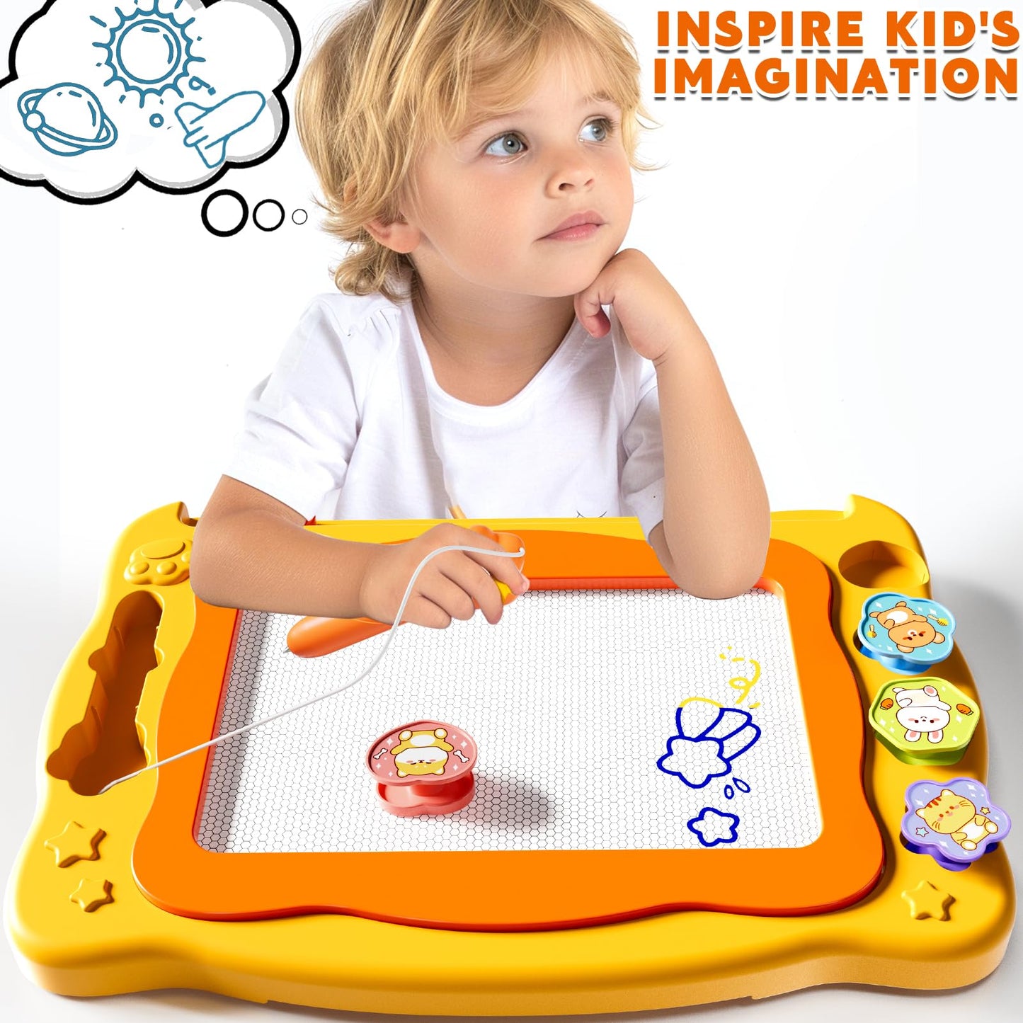 Large Magnetic Dot Board for Kids, Magnetic Drawing Board for Toddlers, Magnetic Dots Art with Magnetic Pen, Montessori Kindergarten Educational Travel Toys, Kids Boys Girls 2 3 4 5 6 7 Years Old