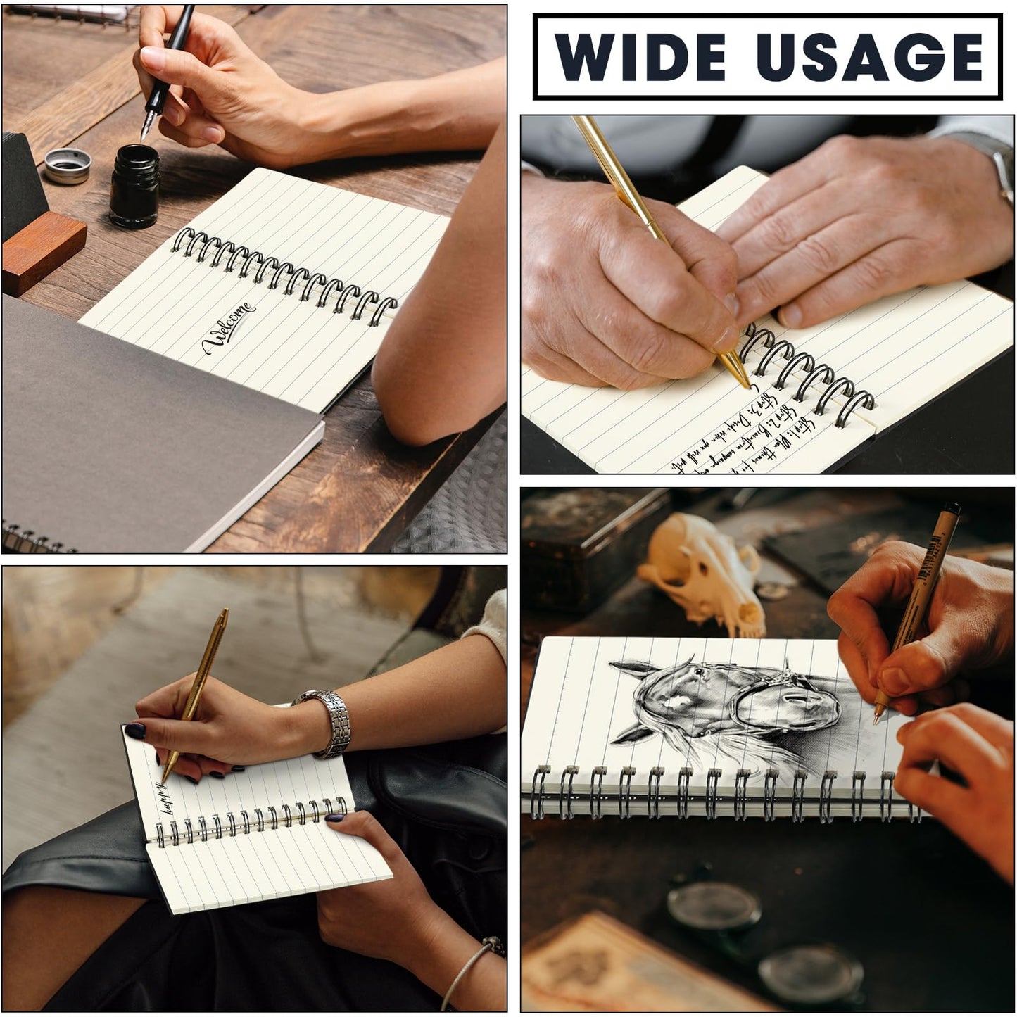 Jutom 150 Pcs Small Spiral Notebooks Memo Pads 3x5 Bulk Small Pocket Notebooks Mini Notepads with Lined Pages Mini Journals for Office Back to School Work Writing Supplies, 120 Pages (Black)
