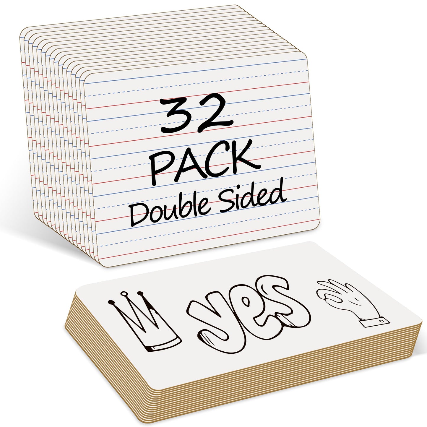 32 Pack Dry Erase Boards, 9"x12" Double Sided Easel Small Whiteboards with Lines for Kids, Education Teacher Classroom Bulk, Mini Portable Drawing Writing White Boards Lined Lapboards for Students