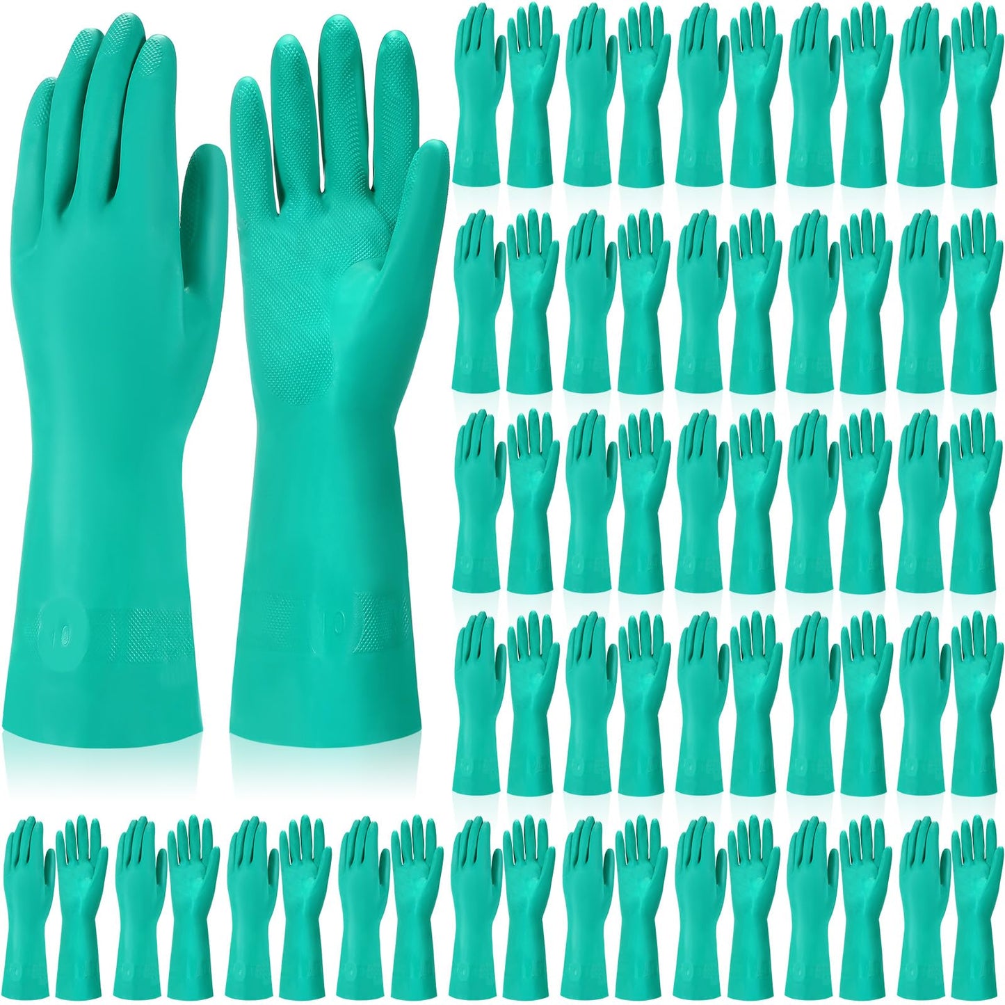 Potchen 20 Pairs Chemical Resistant Gloves Heavy Duty Thick Nitrile Gloves Bulk for Cleaning, Resist Household Acid, Alkali and Oil (X-Large)