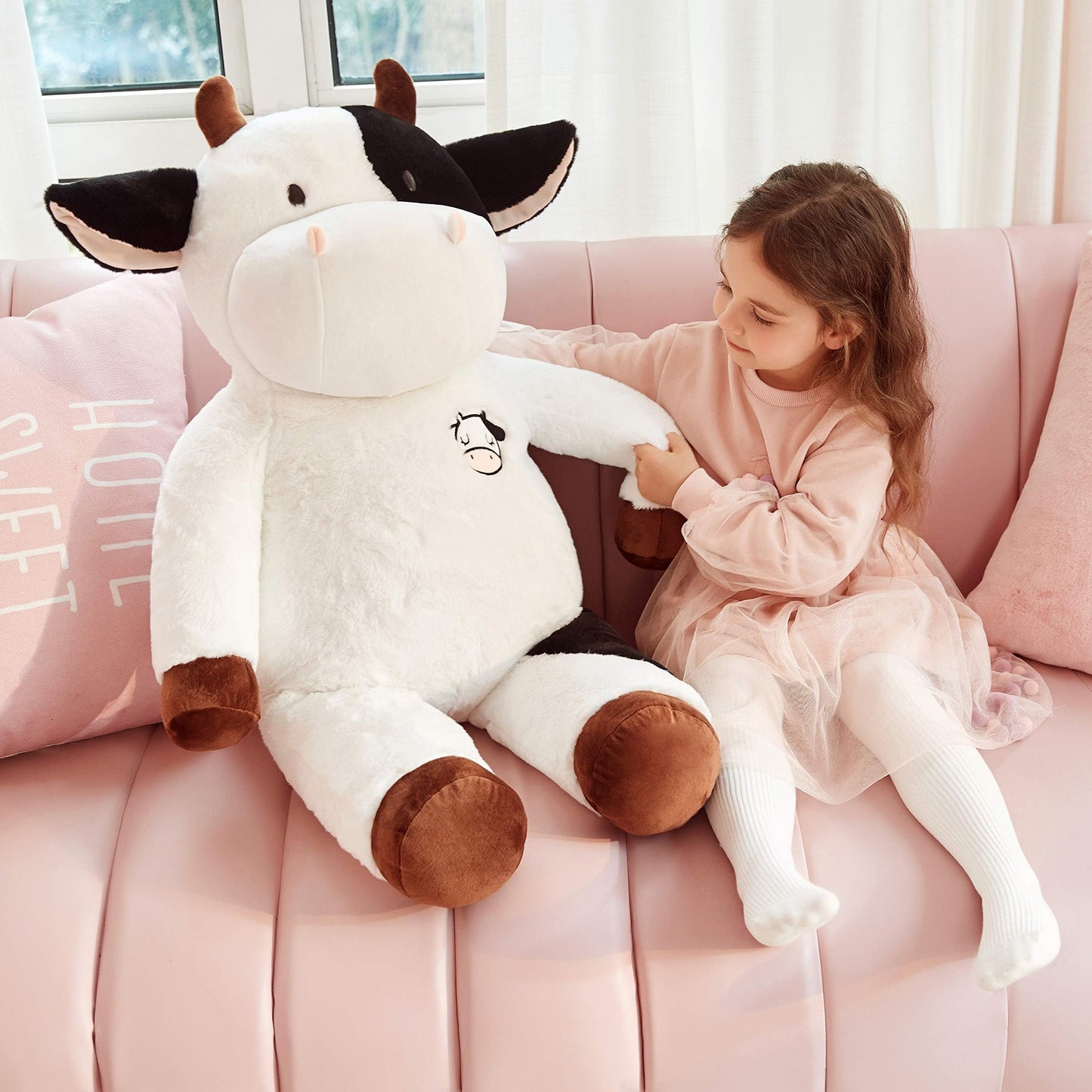IKASA Giant Cow Stuffed Animal Jumbo Plush Toy (White, 30 inches)