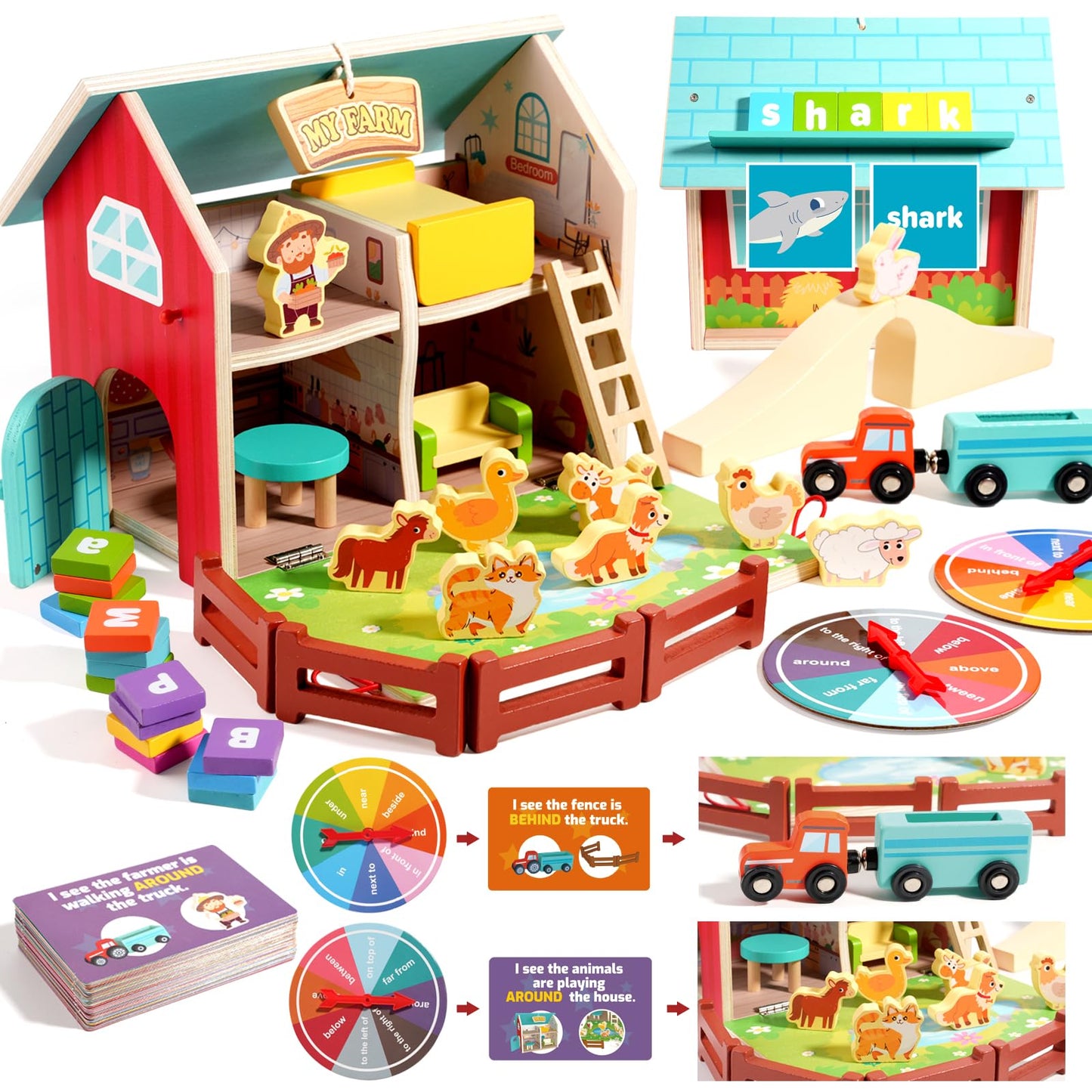 INIFEIDALA Montessori Wooden Farm Animals Toys – Preschool Educational Toy for Speech Therapy & Learning Development, for Toddler Boys & Girls Ages 3+
