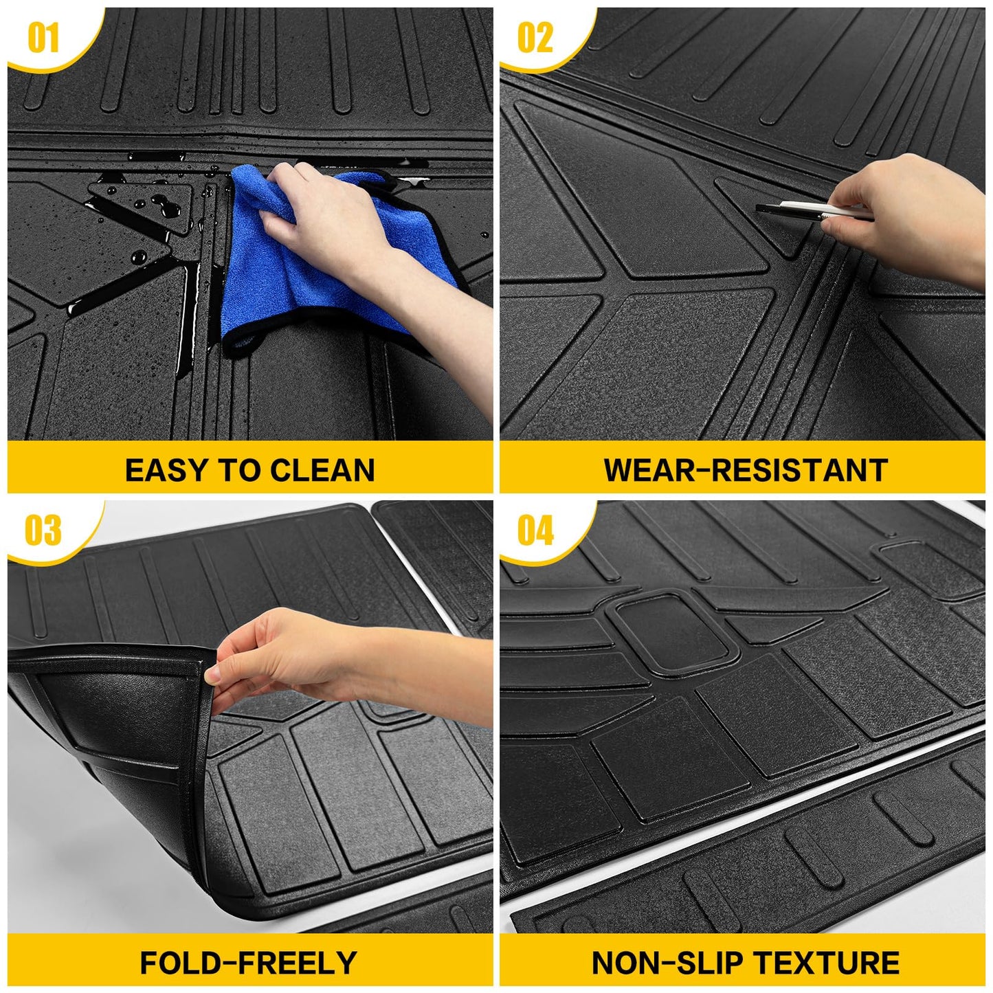 JTYZSM Trunk Mat & Backrest Mat for 2021-2024 Cadillac Escalade ESV Only, Cargo Mats All Weather Rear Seat Back Cargo Liners for 21-24 Escalade ESV 7 Passenger 3rd Row Seats Accessories(Only for ESV)