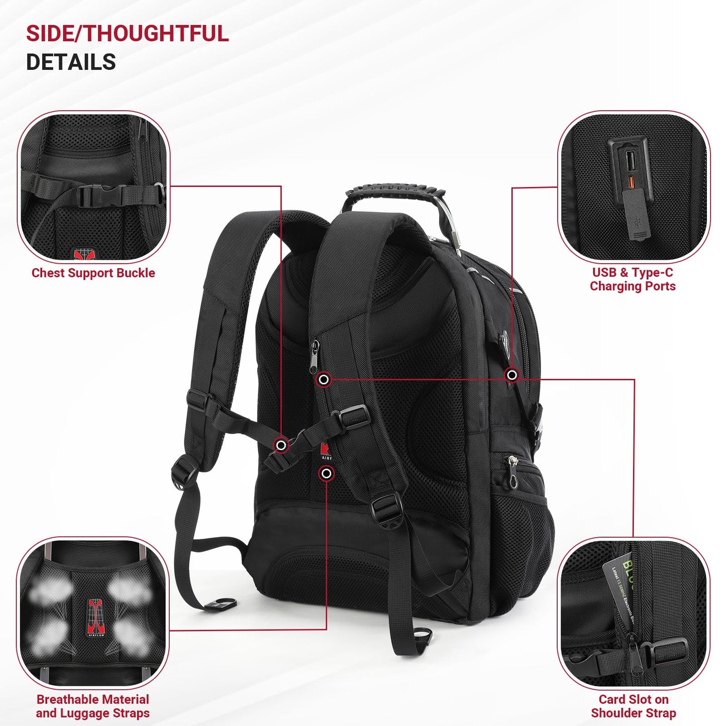 star cloud Business Travel Laptop Backpack 17 Inch, USB Type-C Charging Carry On Backpack with Anti-Theft Lock, Large Capacity Multi-Compartment Tech Backpack for Work, Commute & Travel