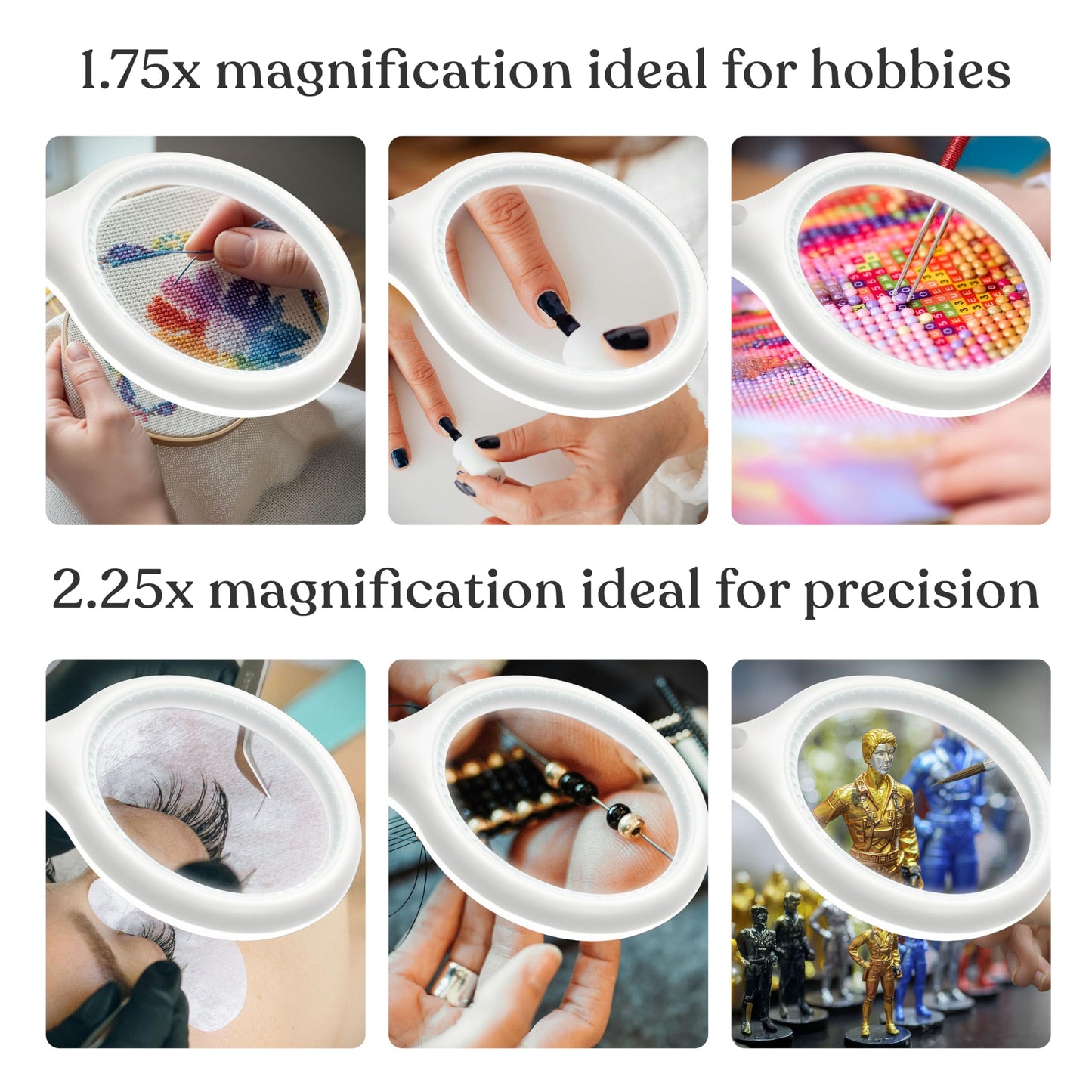 Brightech LightView Pro Flex 2 in 1 Magnifying Desk Lamp, 1.75x Light Magnifier, Adjustable Gooseneck Magnifying Glass with Light for Crafts, Reading, Close Work