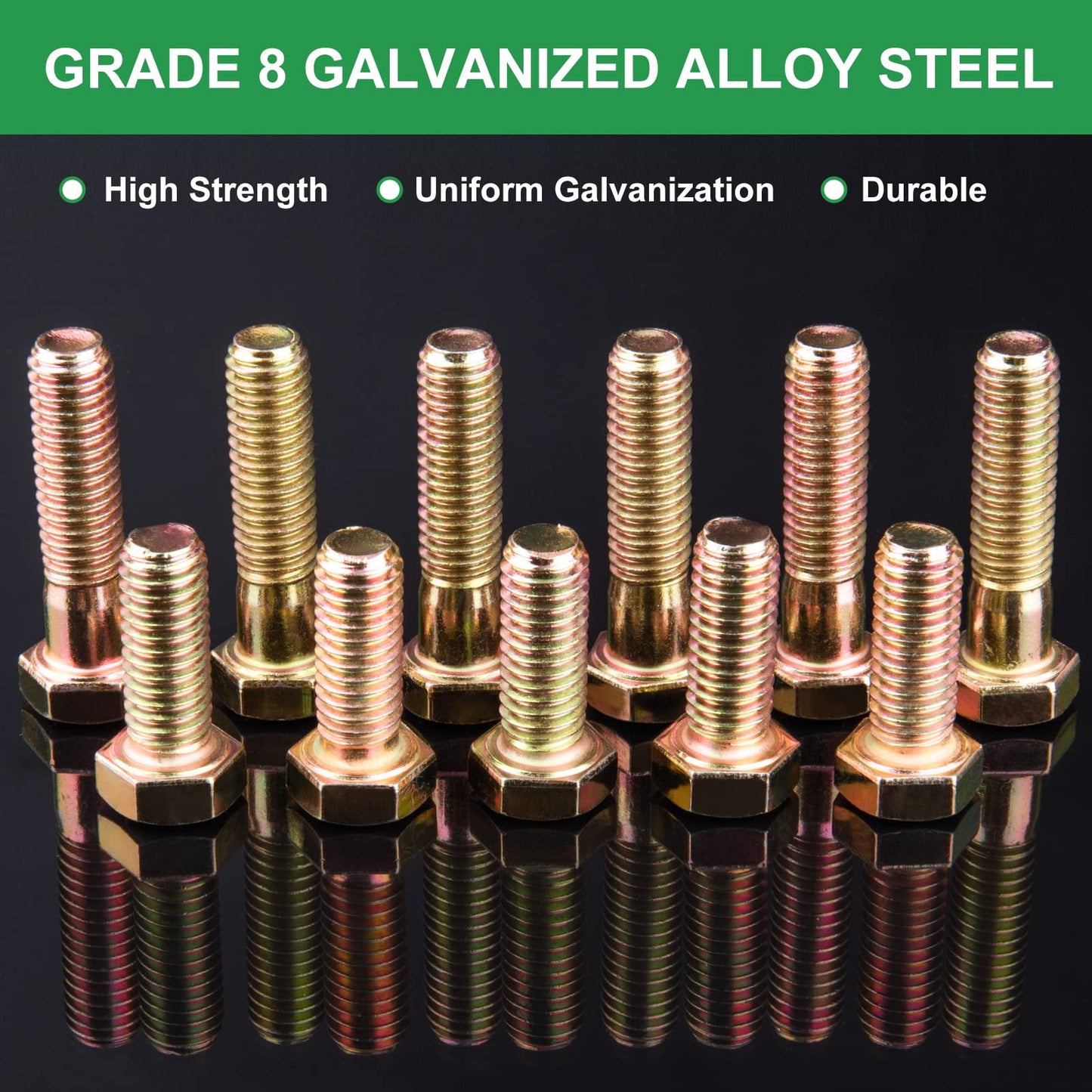 FOLIV 608pcs Grade 8 Bolts and Nuts Assortment Kit, 1/4-20, 5/16-18, 3/8-16, 1/2-13 Heavy Duty Hex SAE Bolts Nuts Washers Assortment Kit