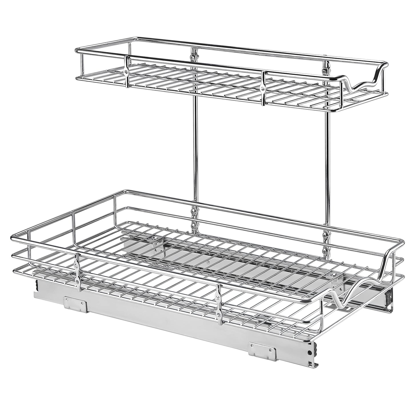 HOLDN’ STORAGE Two Tier Under Sink Organizers and Storage - Slide Out Cabinet Organizer w/Sliding Drawers for Cabinets- Lifetime Limited Warranty 11" Wx21 Dx15”H Chrome, Requires 12-1/2” Opening