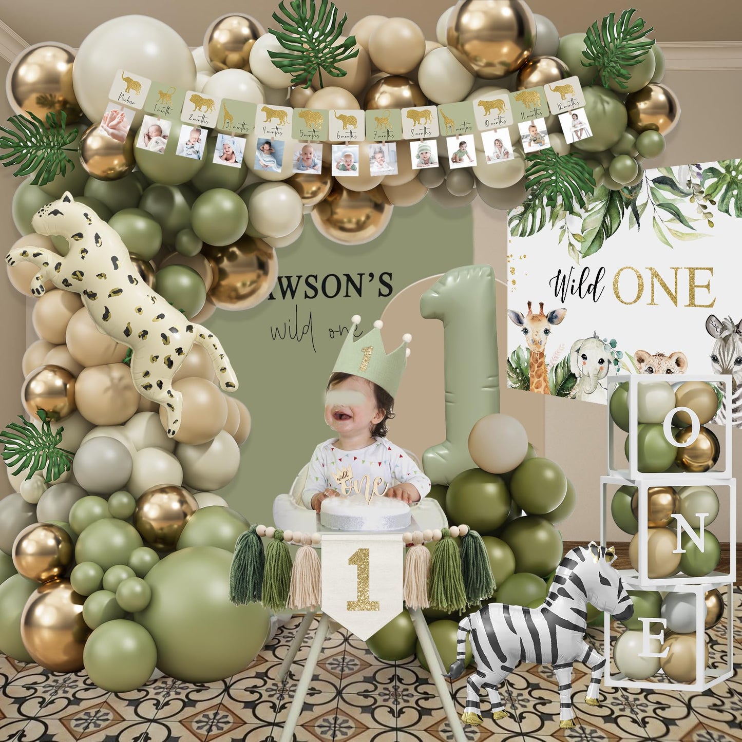 YJDFWAUT Wild One Birthday Decorations Party Supplies, Jungle Theme First Birthday Decorations for Boy or Girl