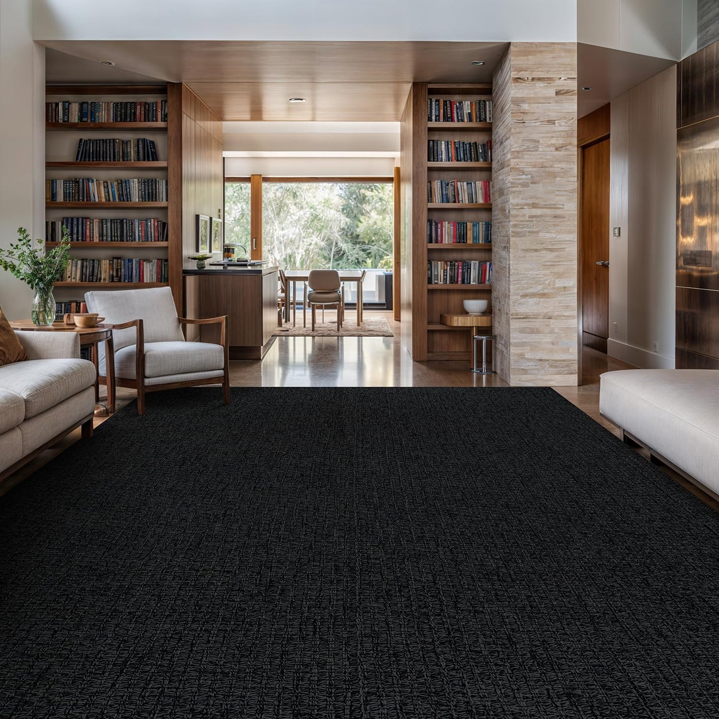 Luul Home Easy Jute Rugs 4x6 Dark Gray Color Living Room Indoor Outdoor Area Rug for Farmhouse Patio and Kitchen Rug High Traffic Washable Easy to Clean Solid Boho Woven Design Outside Carpet (4 x 6)