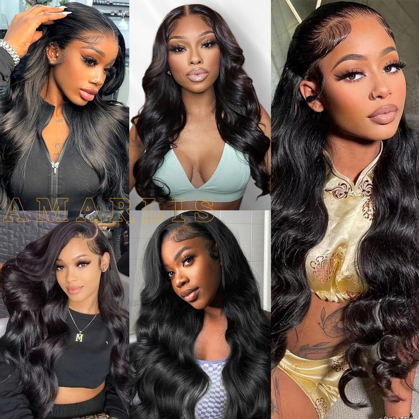 Amarlis 13x6 Synthetic Lace Front Wig - Glueless Ready to Wear Hd Lace Body Wave Black Wigs for Black Women, Pre-Plucked Baby Hair Heat-Resistant 26In Natural Black Wig for Daily Party