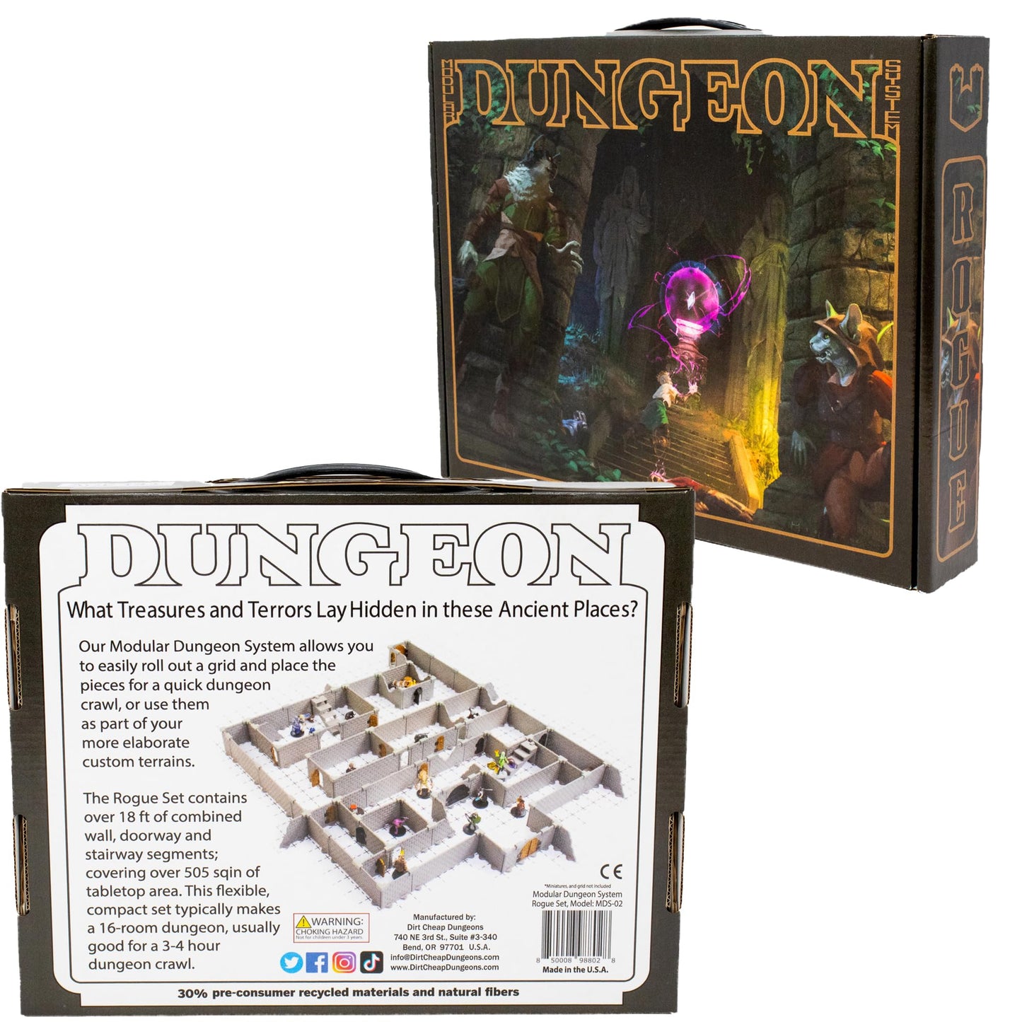 Rogue Dungeon Set - Mini Dungeon Castle Cavern DND Terrain for Tabletop RPGs, Dungeons & Dragons, Pathfinder, War Gaming, and More! by DCD (100+pcs, 3.5sqft, 16rooms)