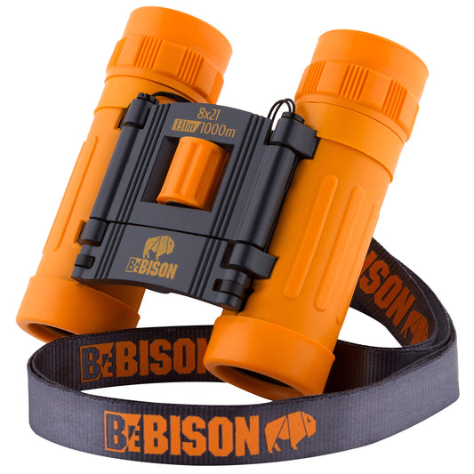 BeBison Binoculars for Kids and Adults - 8x21 High Resolution Real Optics - Compact Folding Shockproof Kids Binoculars for Bird Watching - Spy Games - Outdoor Play for Boys and Girls