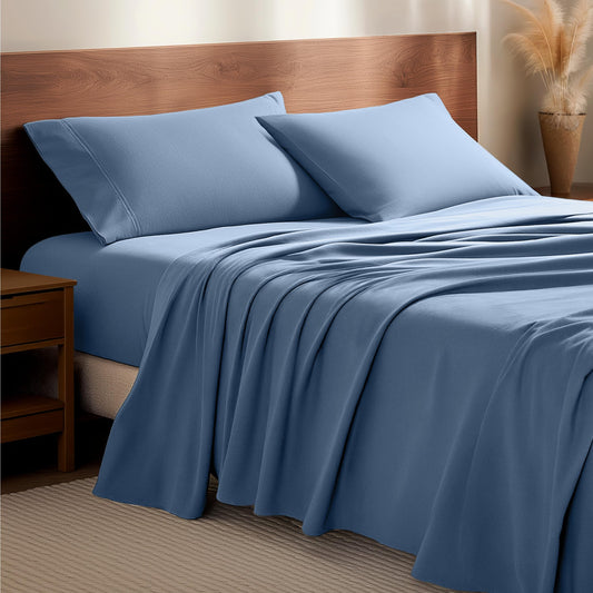 Bare Home Flannel Sheet Set 100% Cotton, Velvety Soft Heavyweight - Double Brushed Flannel - Deep Pocket (Full, Coronet Blue)