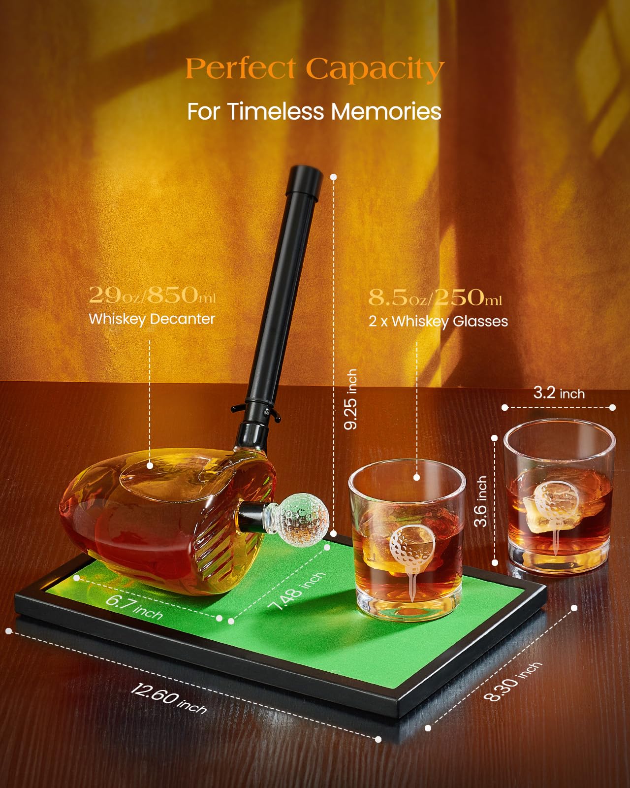 Golf Gifts for Men, Kollea Golf Club Whiskey Decanter with Shot Glasses, Liquor Decanter Set for Men Husband Coaches Golfers, Cool Birthday Gifts for Brother Guys