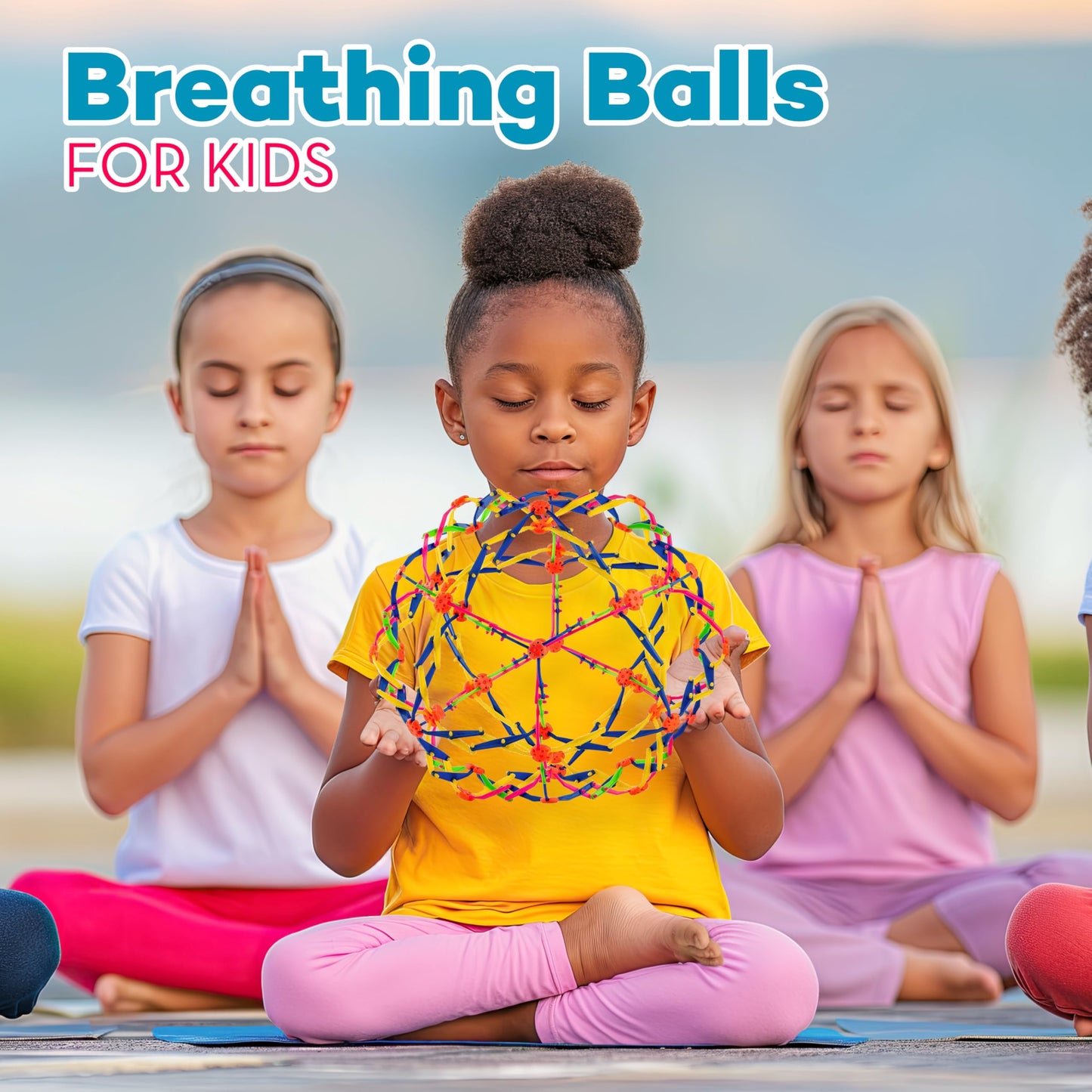 4E's Novelty Expandable Breathing Ball Sphere (4 Pack) Toy for Kids Stress Reliever Fidget Toys for Yoga Anxiety Relaxation Expands from 6" to 12"
