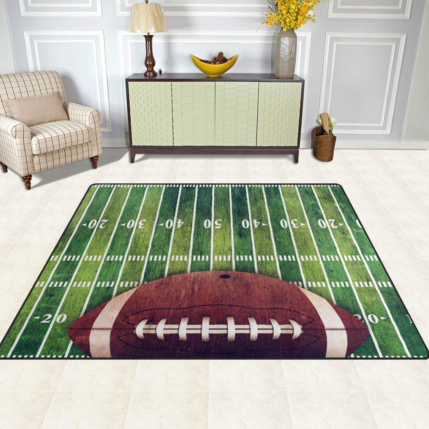 ALAZA Grunge American Football Field Non Slip Area Rug 4'10" x 6'8" for Living Dinning Room Bedroom Kitchen Hallway Office Modern Home Decorative